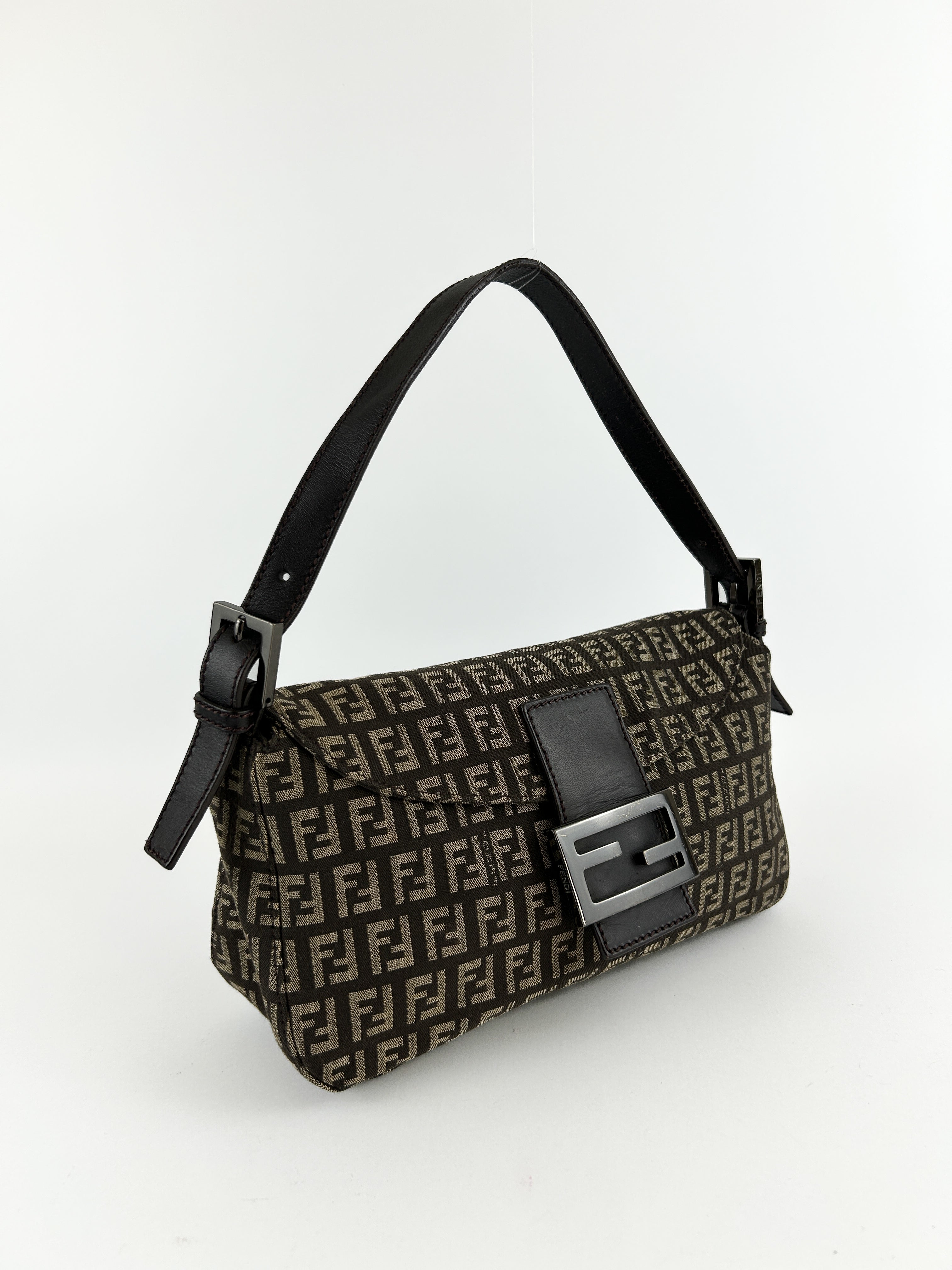 Vintage Fendi Zucca Baguette Shoulder Bag