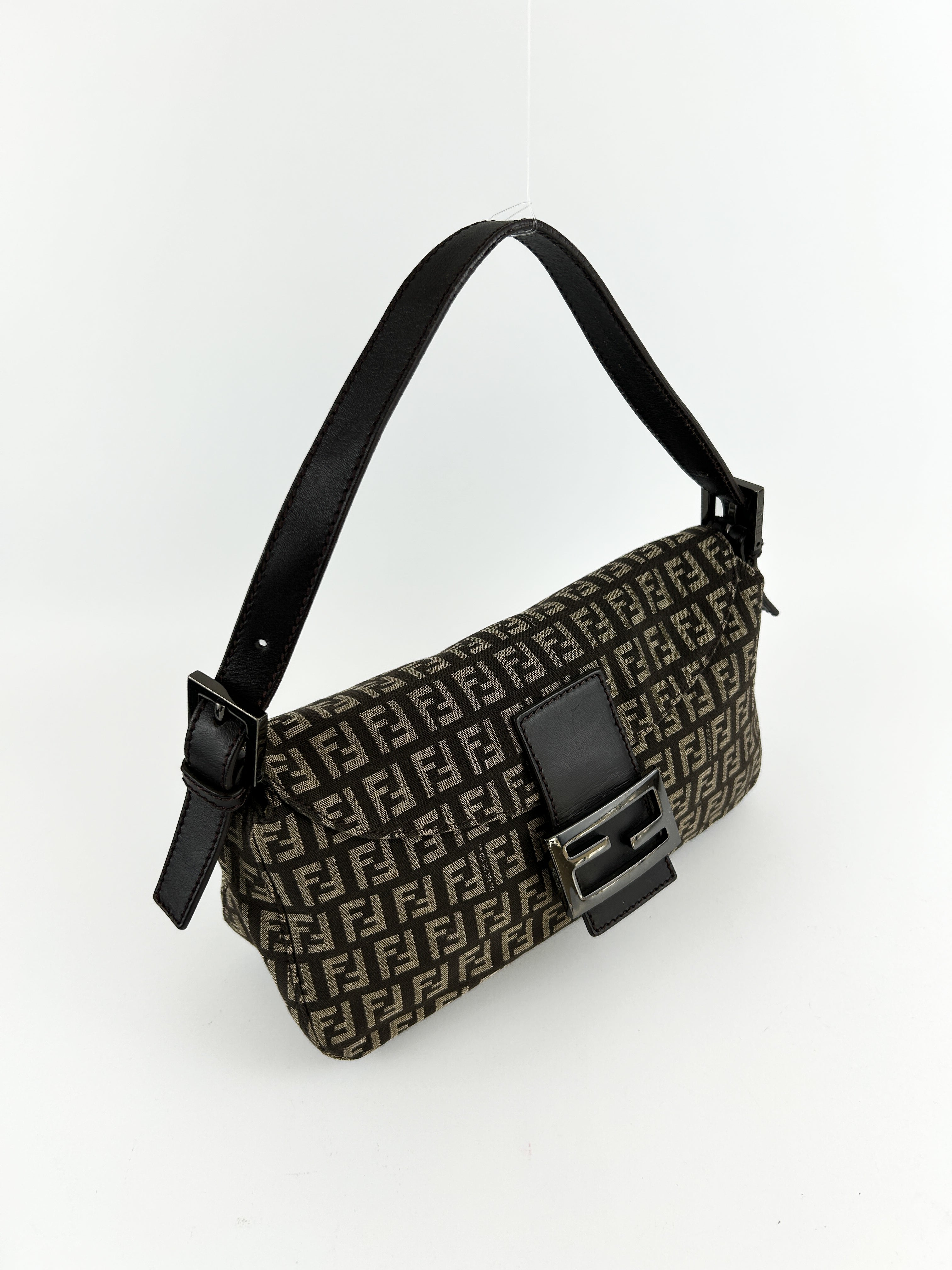 Vintage Fendi Zucca Baguette Shoulder Bag