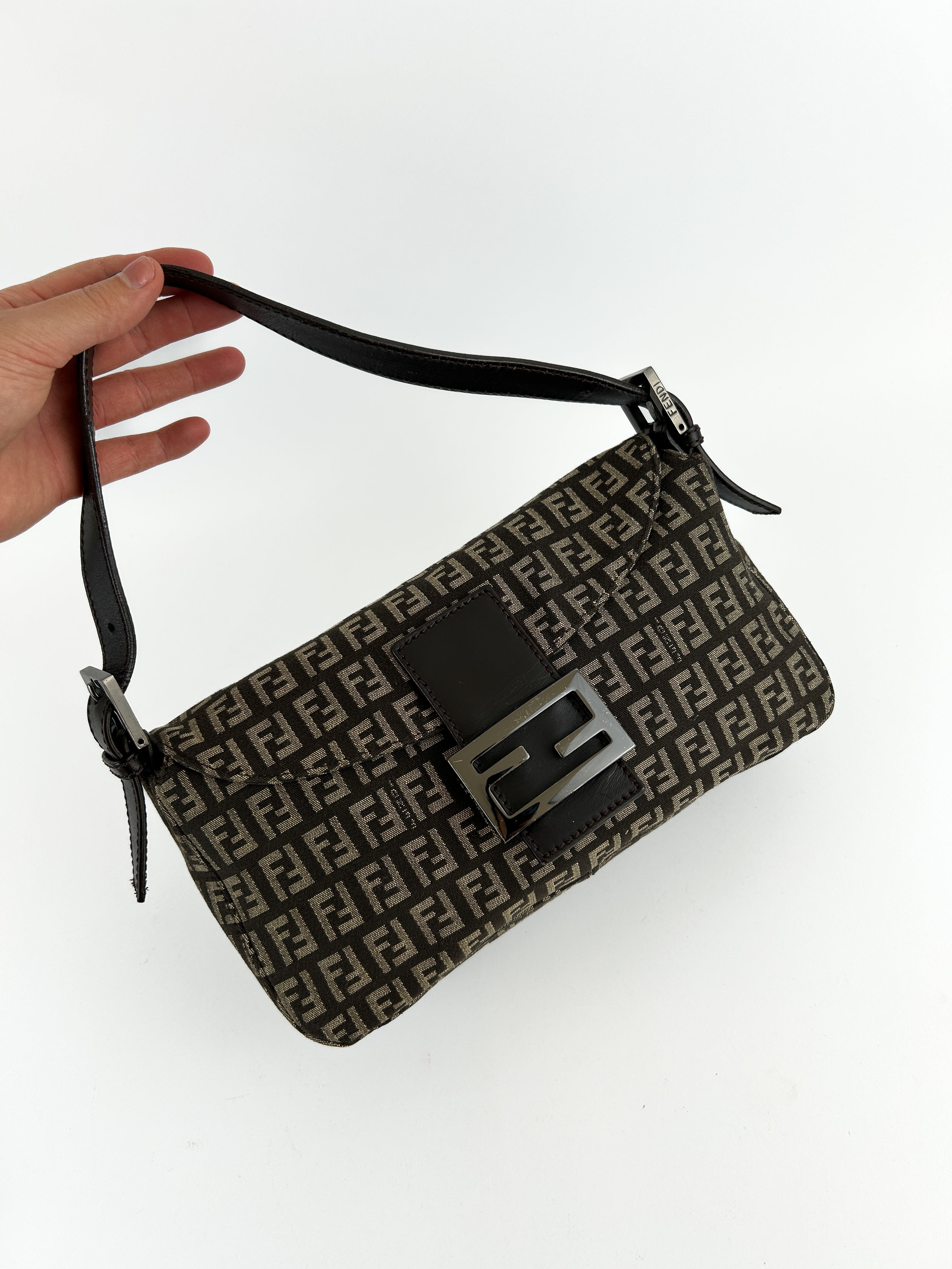 Vintage Fendi Zucca Baguette Shoulder Bag