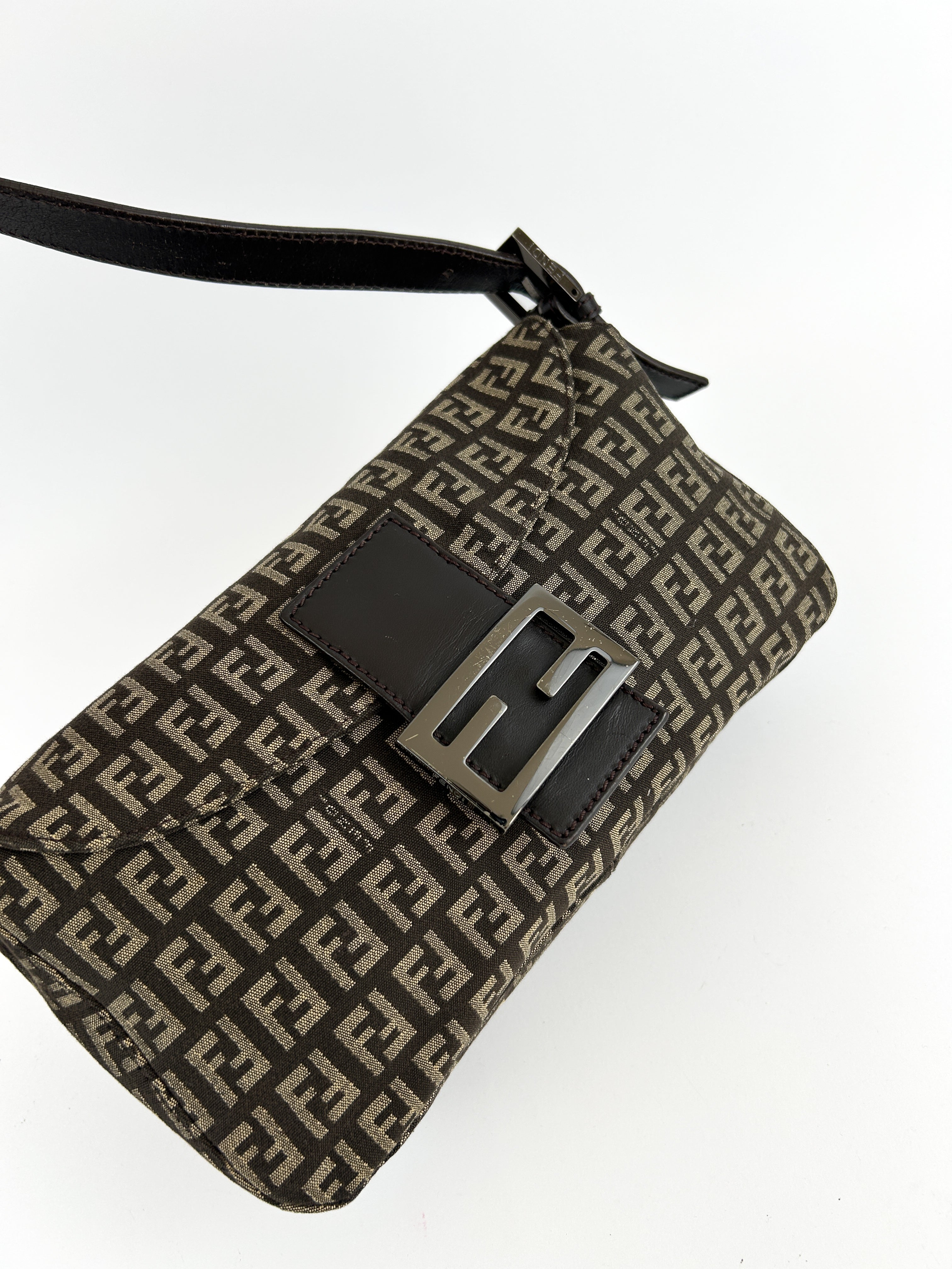 Vintage Fendi Zucca Baguette Shoulder Bag