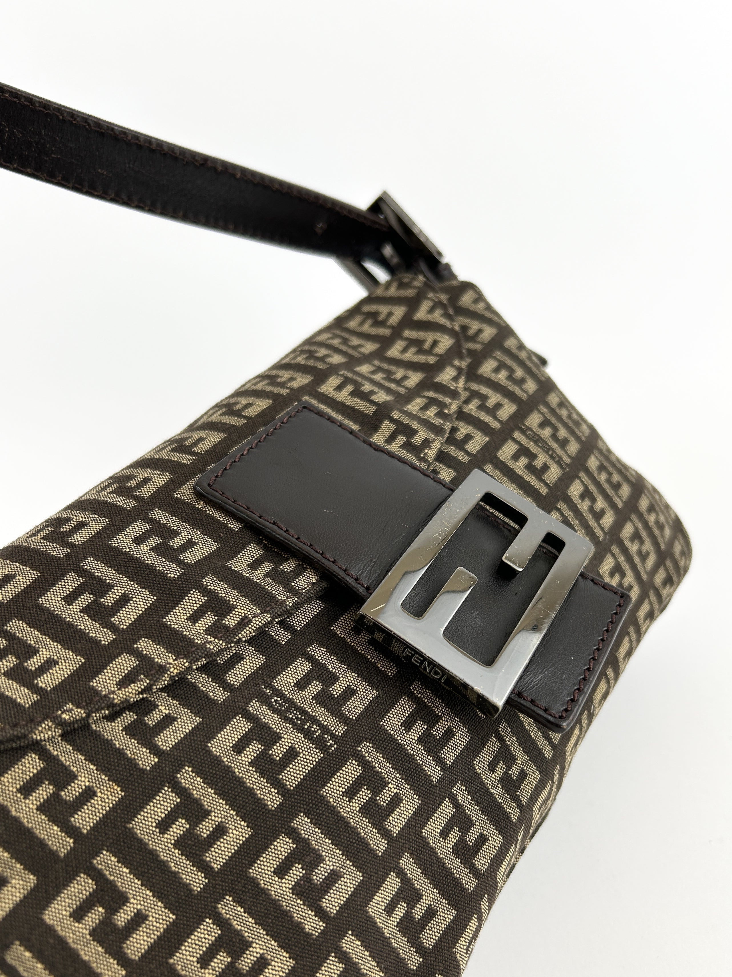 Vintage Fendi Zucca Baguette Shoulder Bag