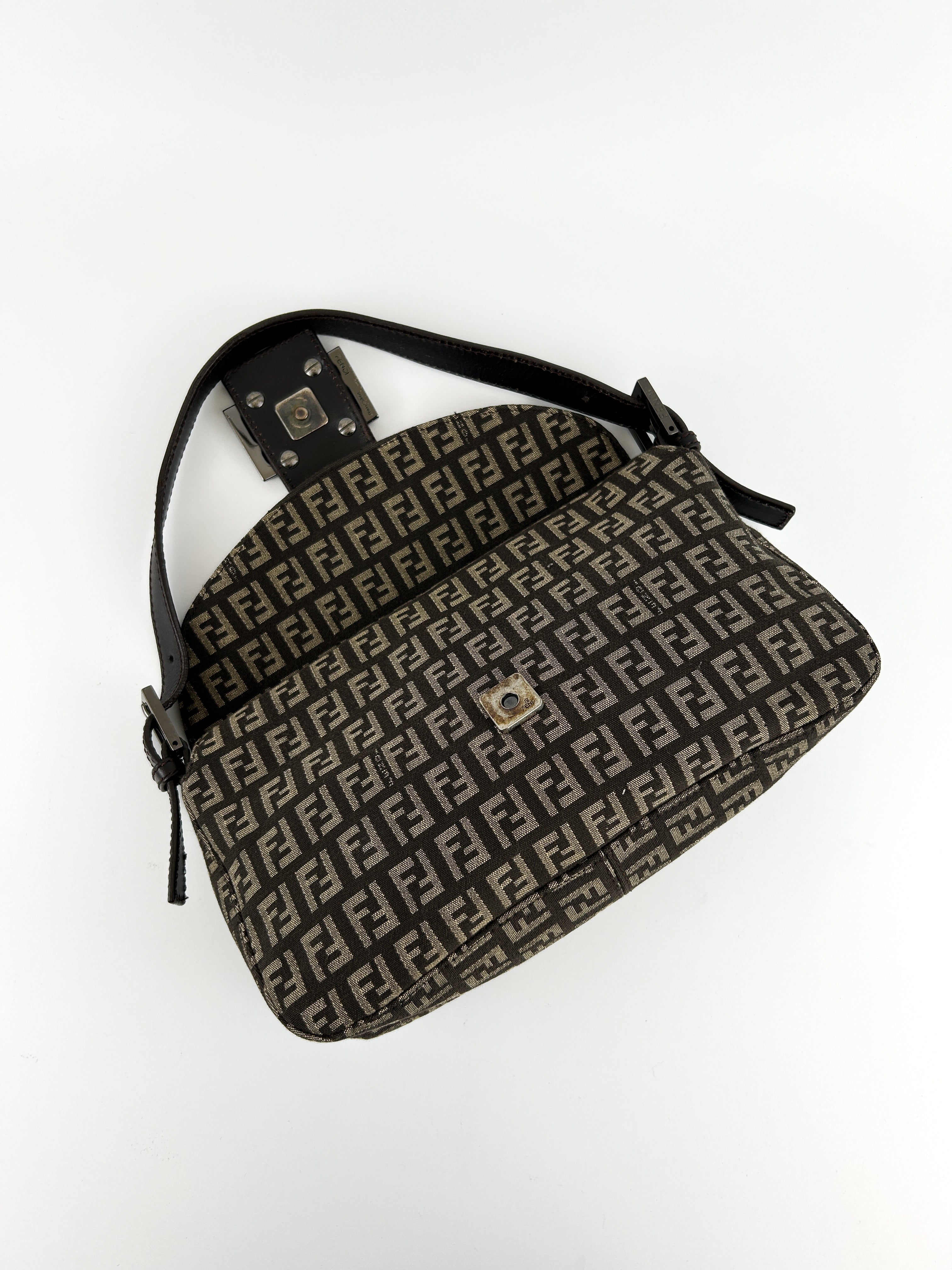 Vintage Fendi Zucca Baguette Shoulder Bag