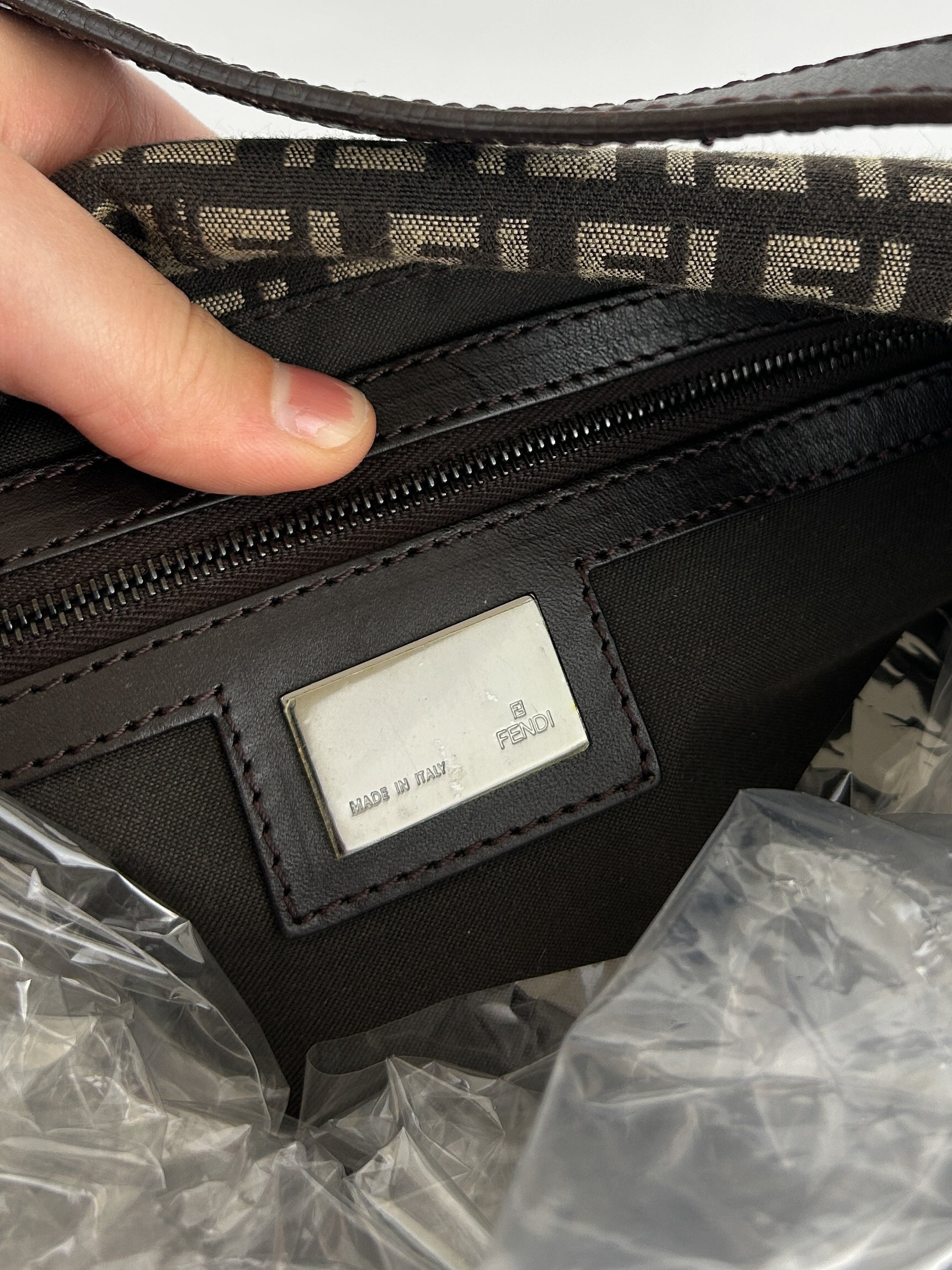 Vintage Fendi Zucca Baguette Shoulder Bag