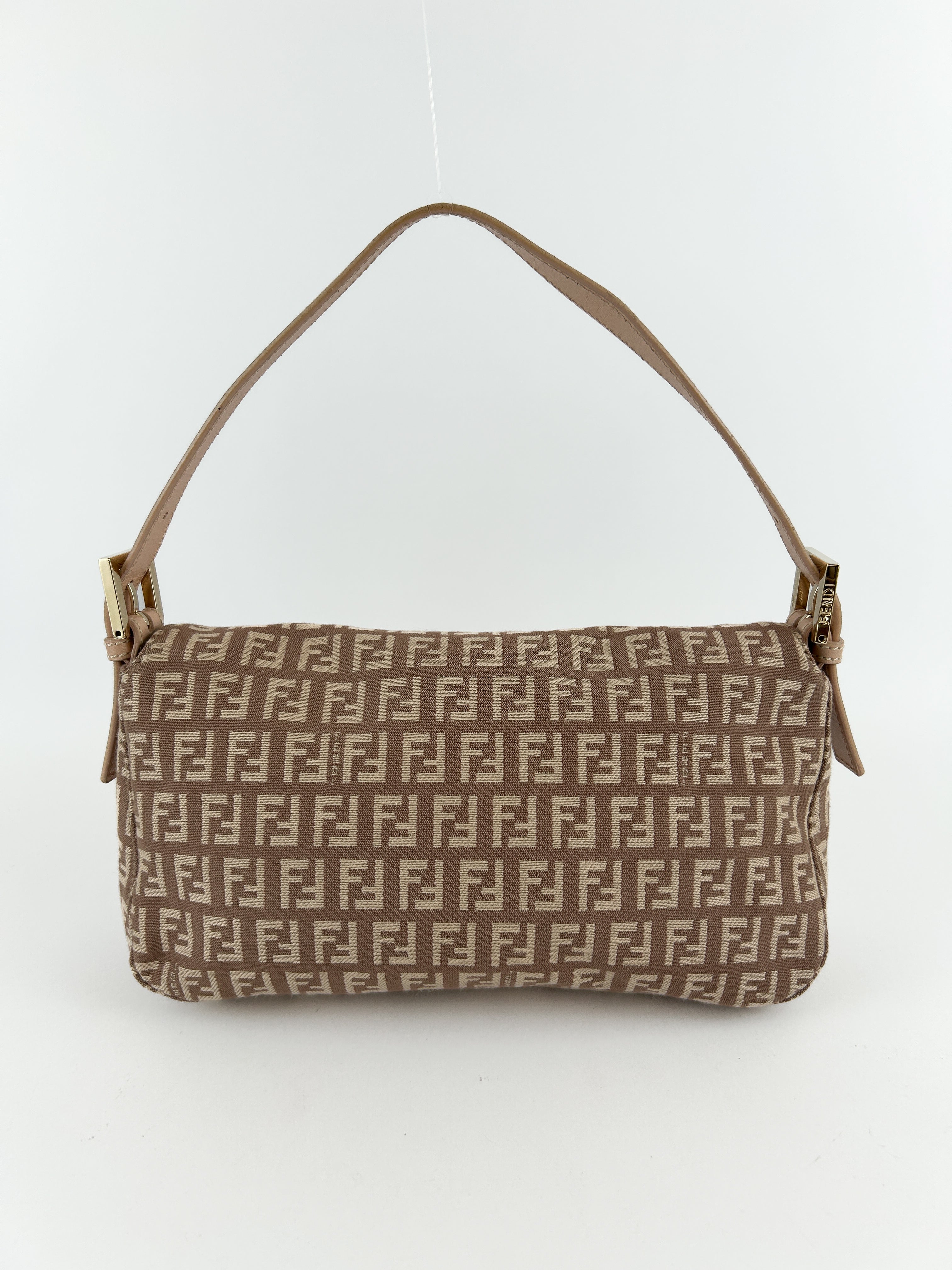 Vintage Fendi Zucca Pink Baguette Shoulder Bag