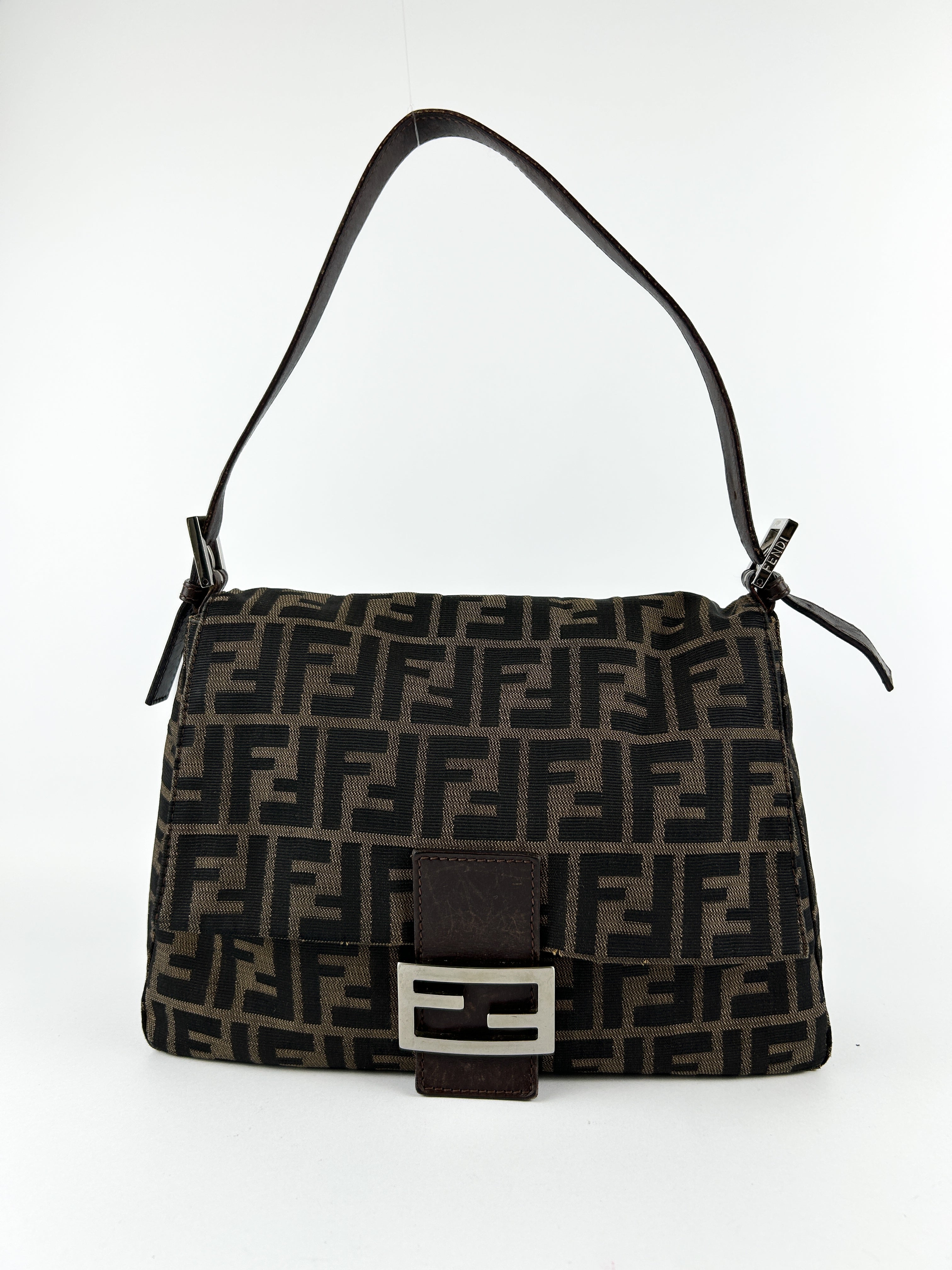 Vintage Fendi Zucca Mamma Baguette Shoulder Bag