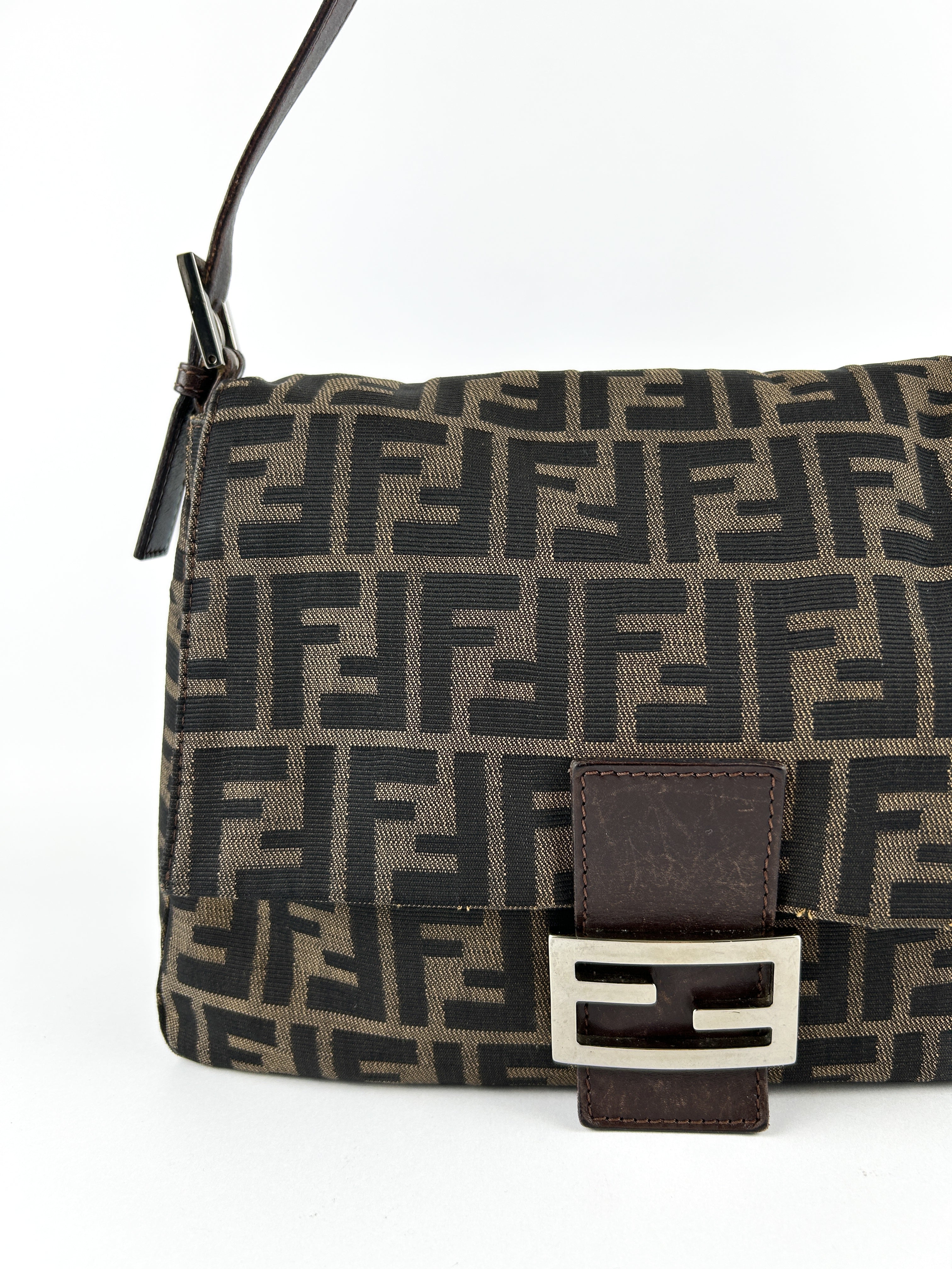 Vintage Fendi Zucca Mamma Baguette Shoulder Bag