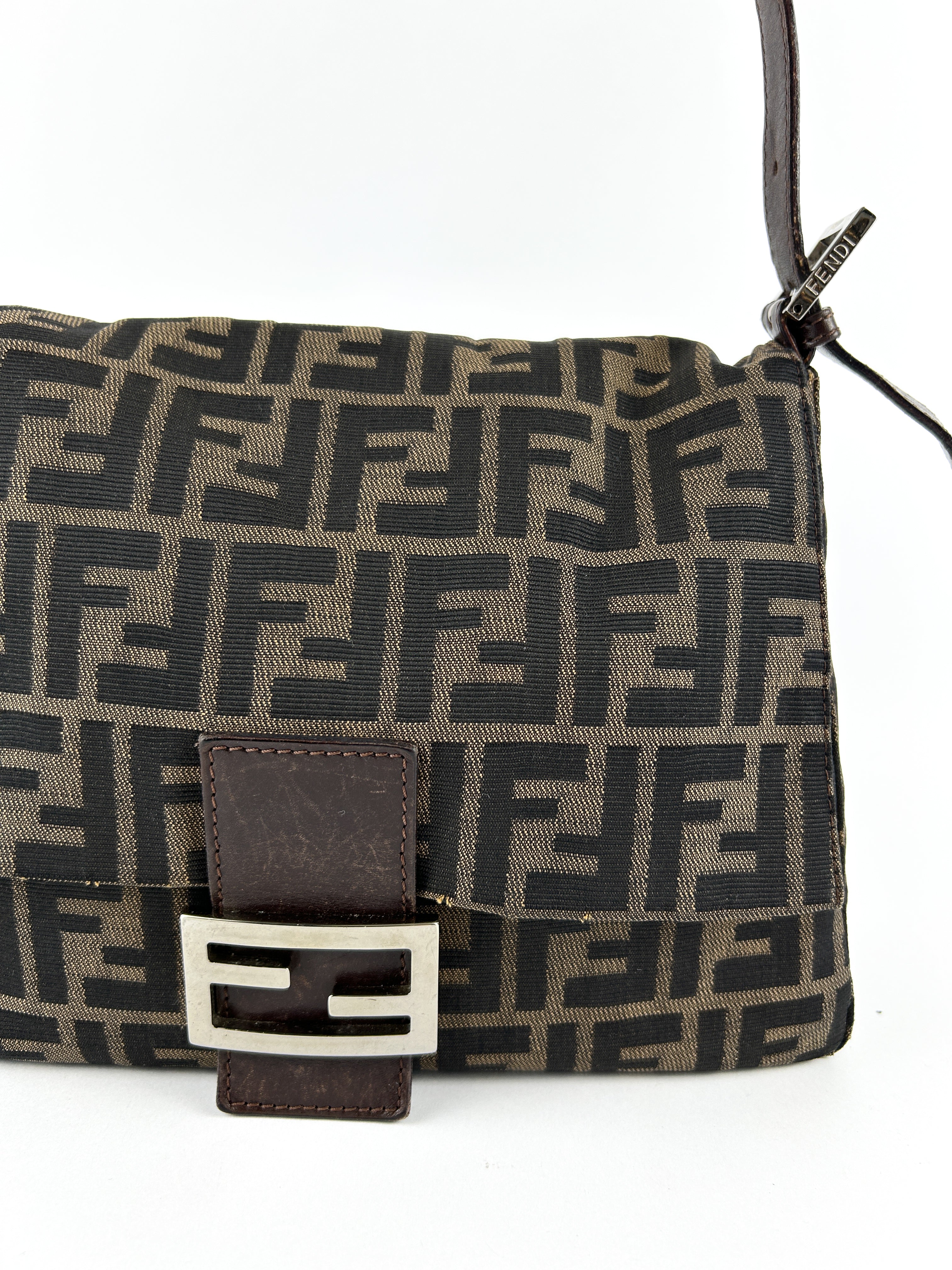 Vintage Fendi Zucca Mamma Baguette Shoulder Bag