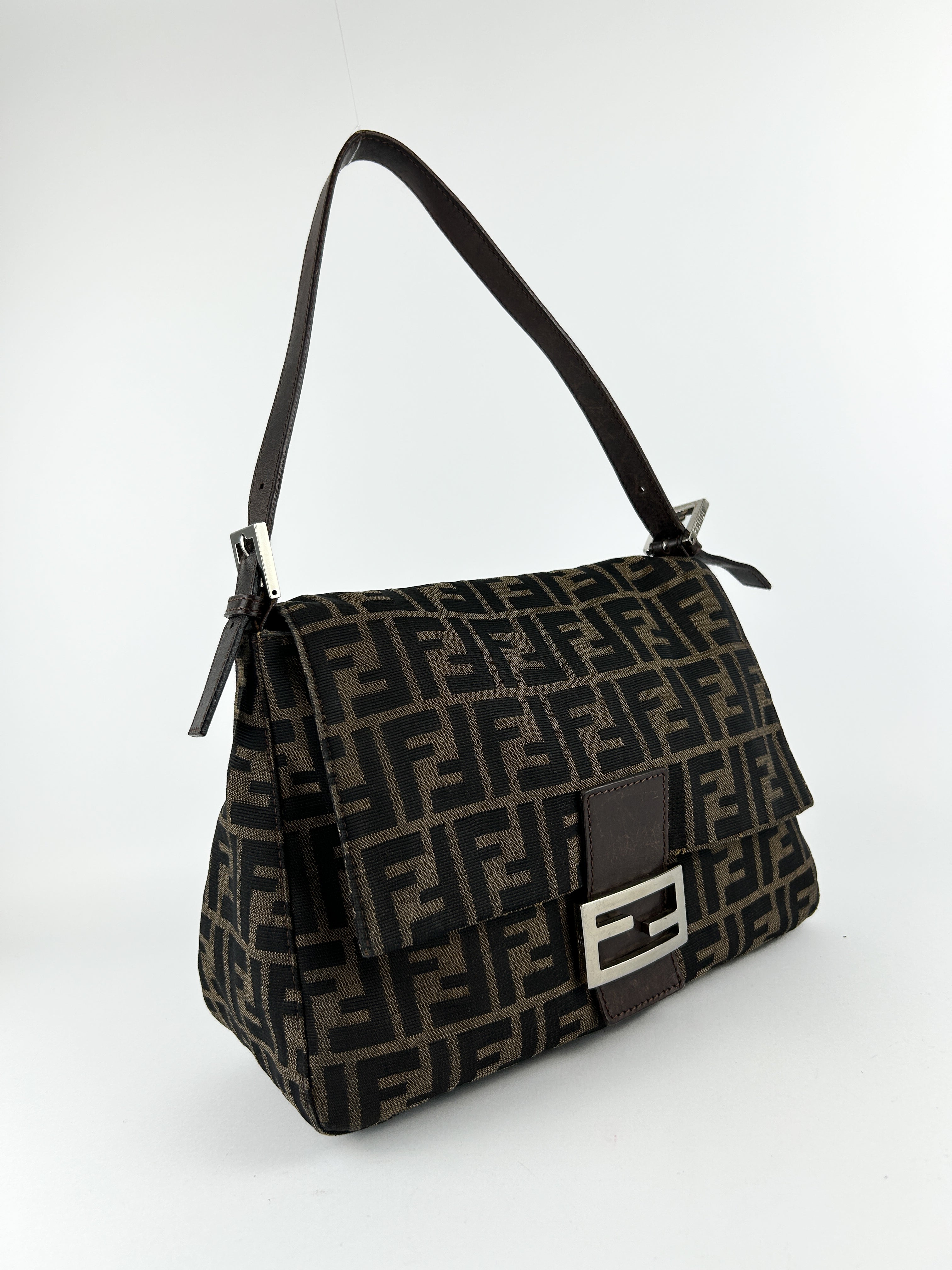 Vintage Fendi Zucca Mamma Baguette Shoulder Bag