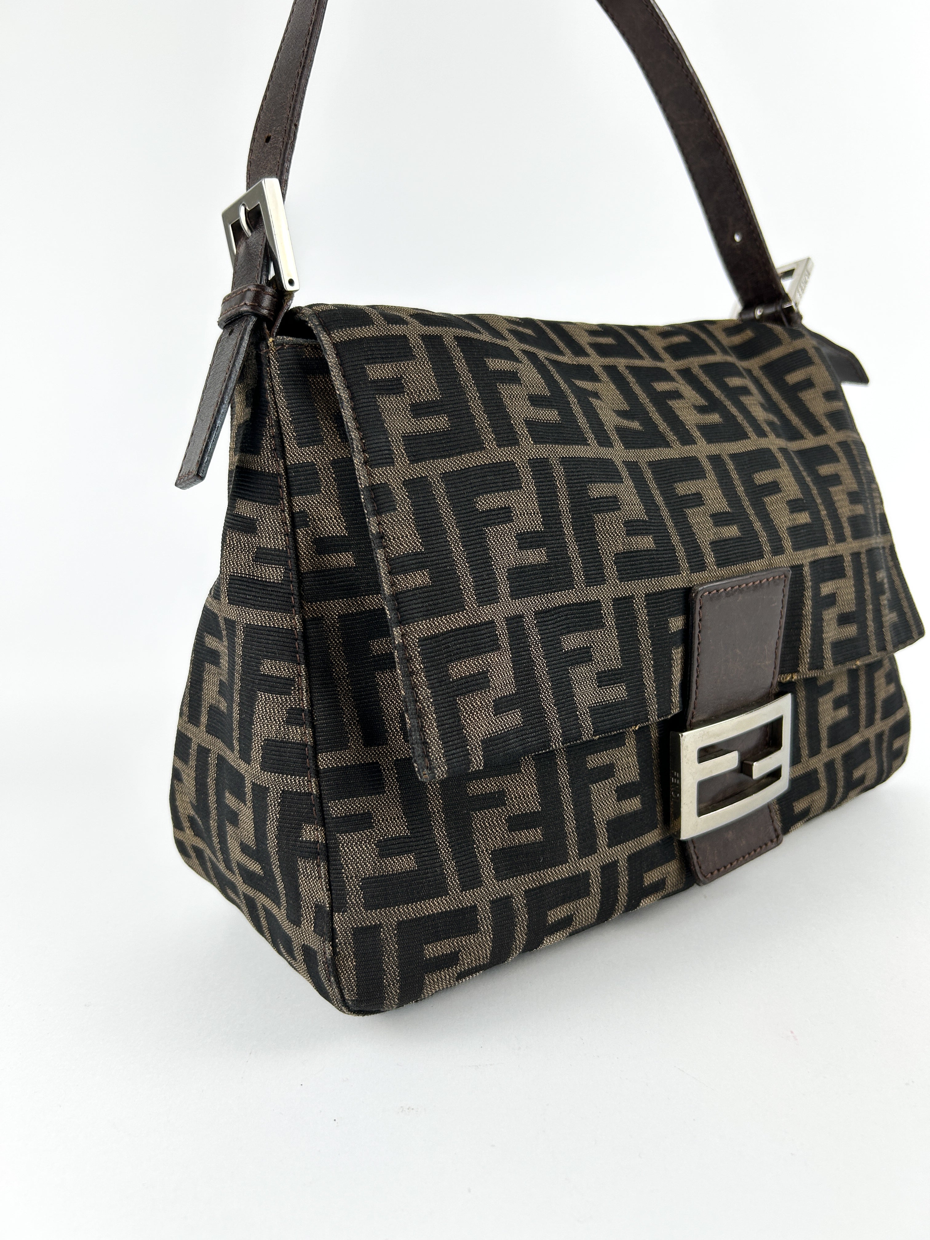 Vintage Fendi Zucca Mamma Baguette Shoulder Bag