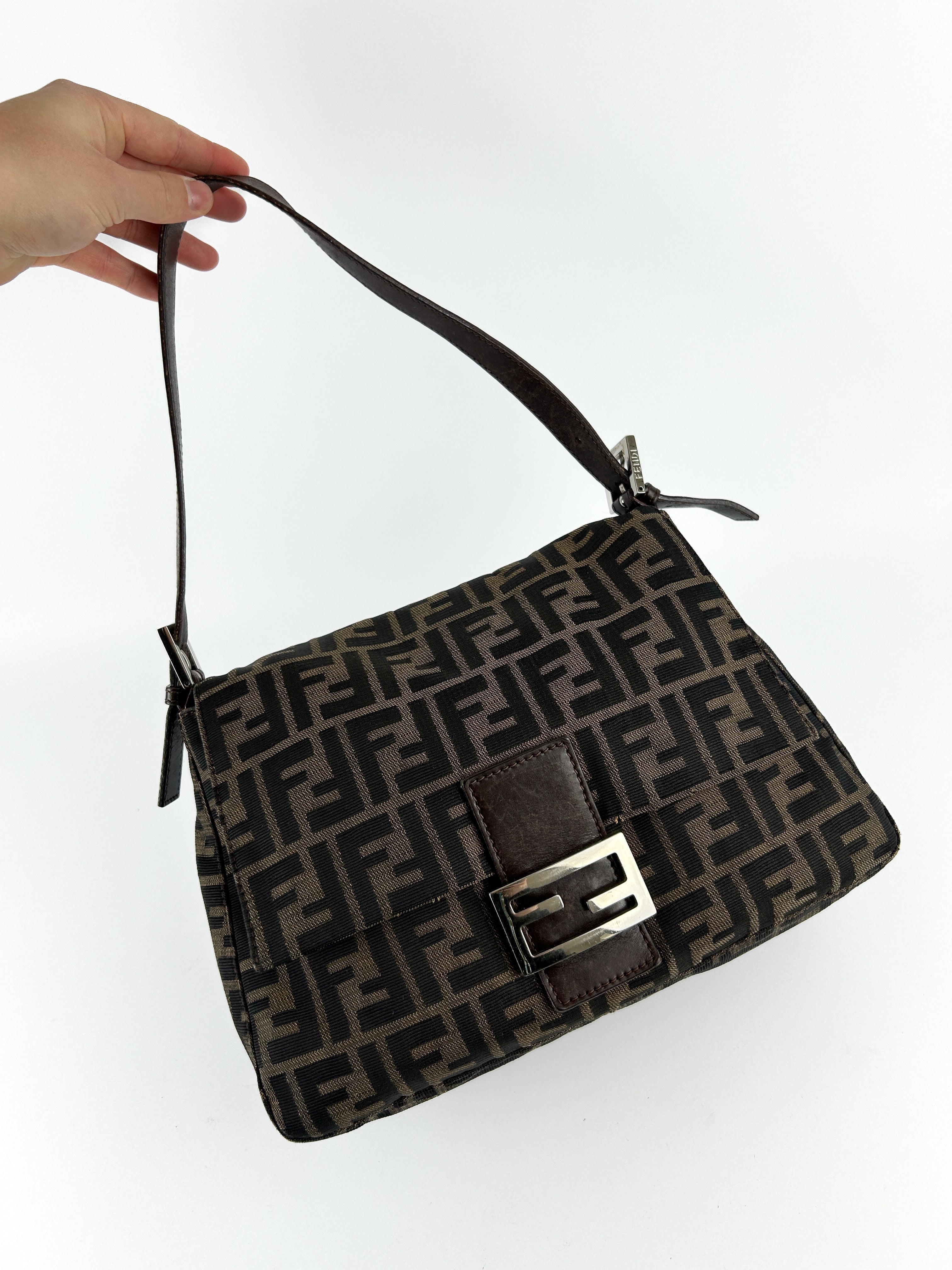 Vintage Fendi Zucca Mamma Baguette Shoulder Bag