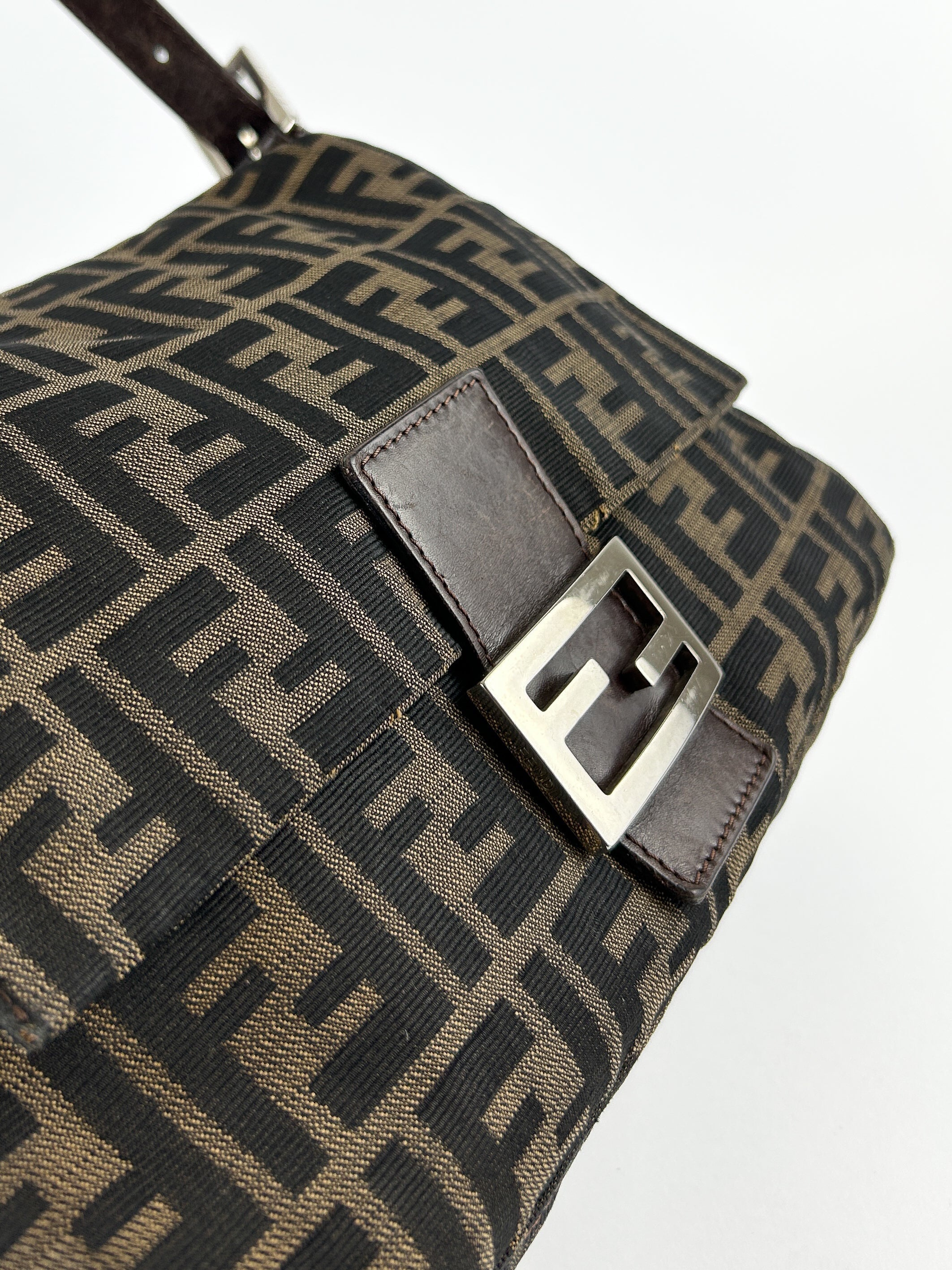 Vintage Fendi Zucca Mamma Baguette Shoulder Bag
