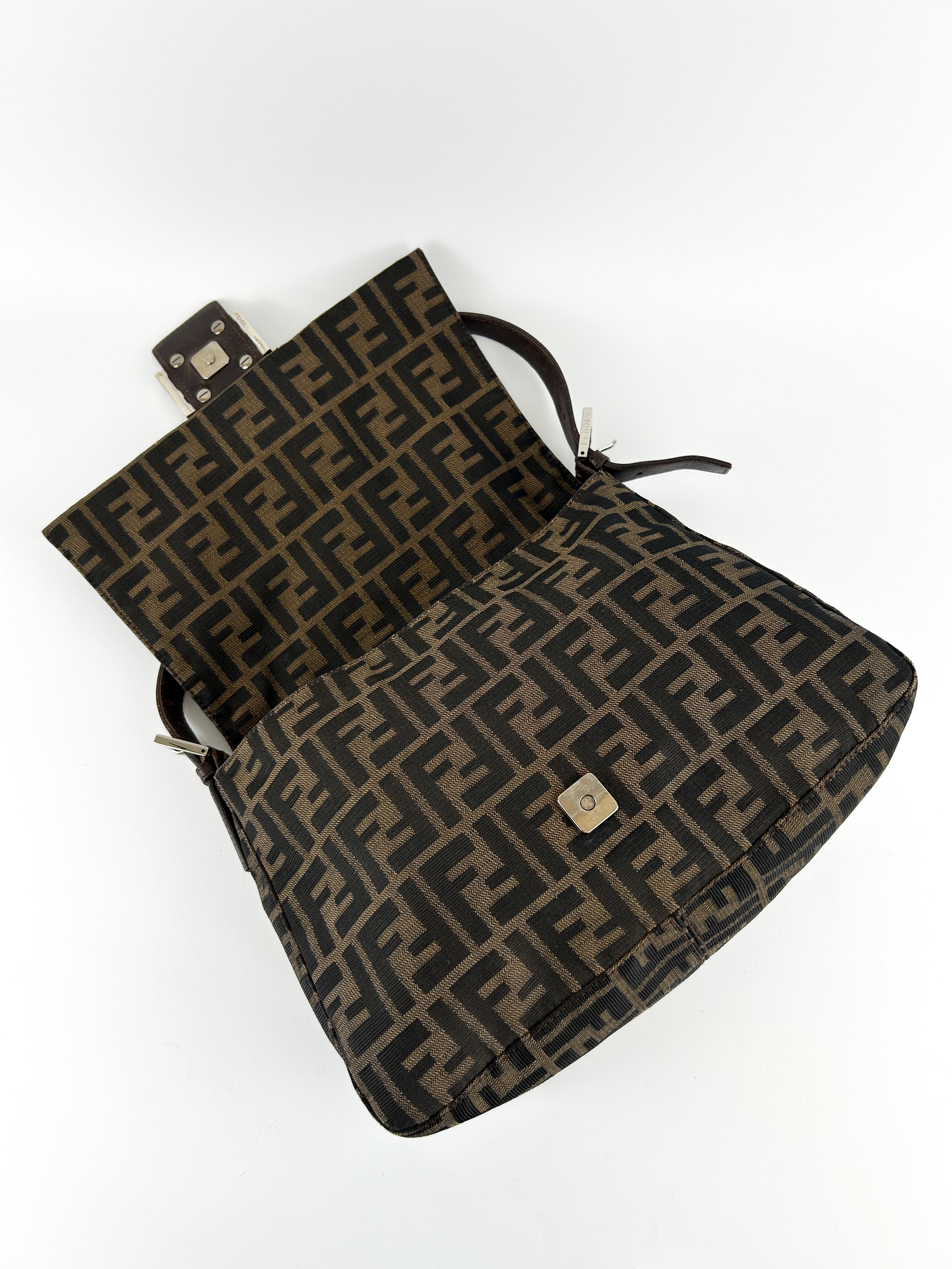 Vintage Fendi Zucca Mamma Baguette Shoulder Bag