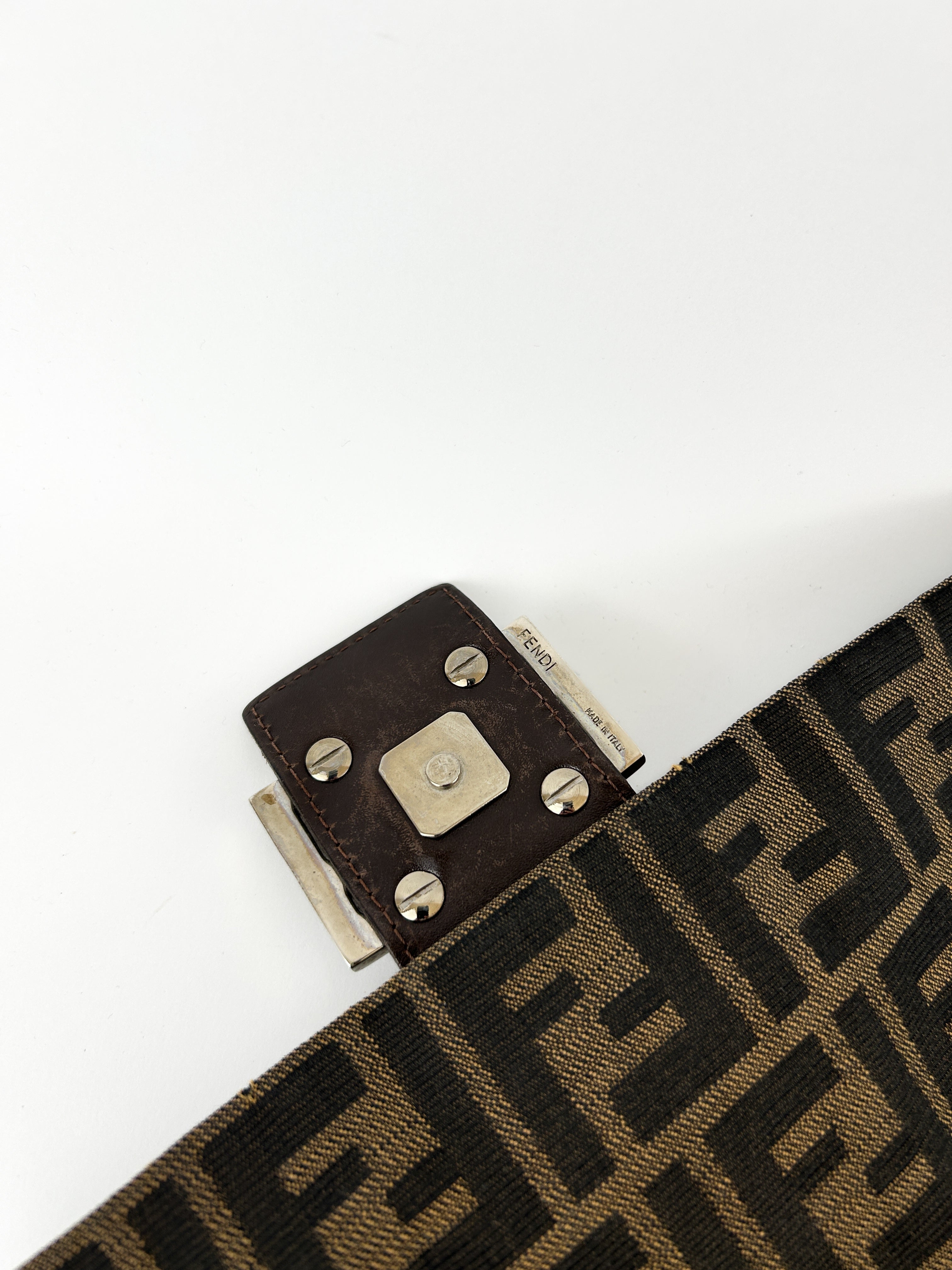 Vintage Fendi Zucca Mamma Baguette Shoulder Bag