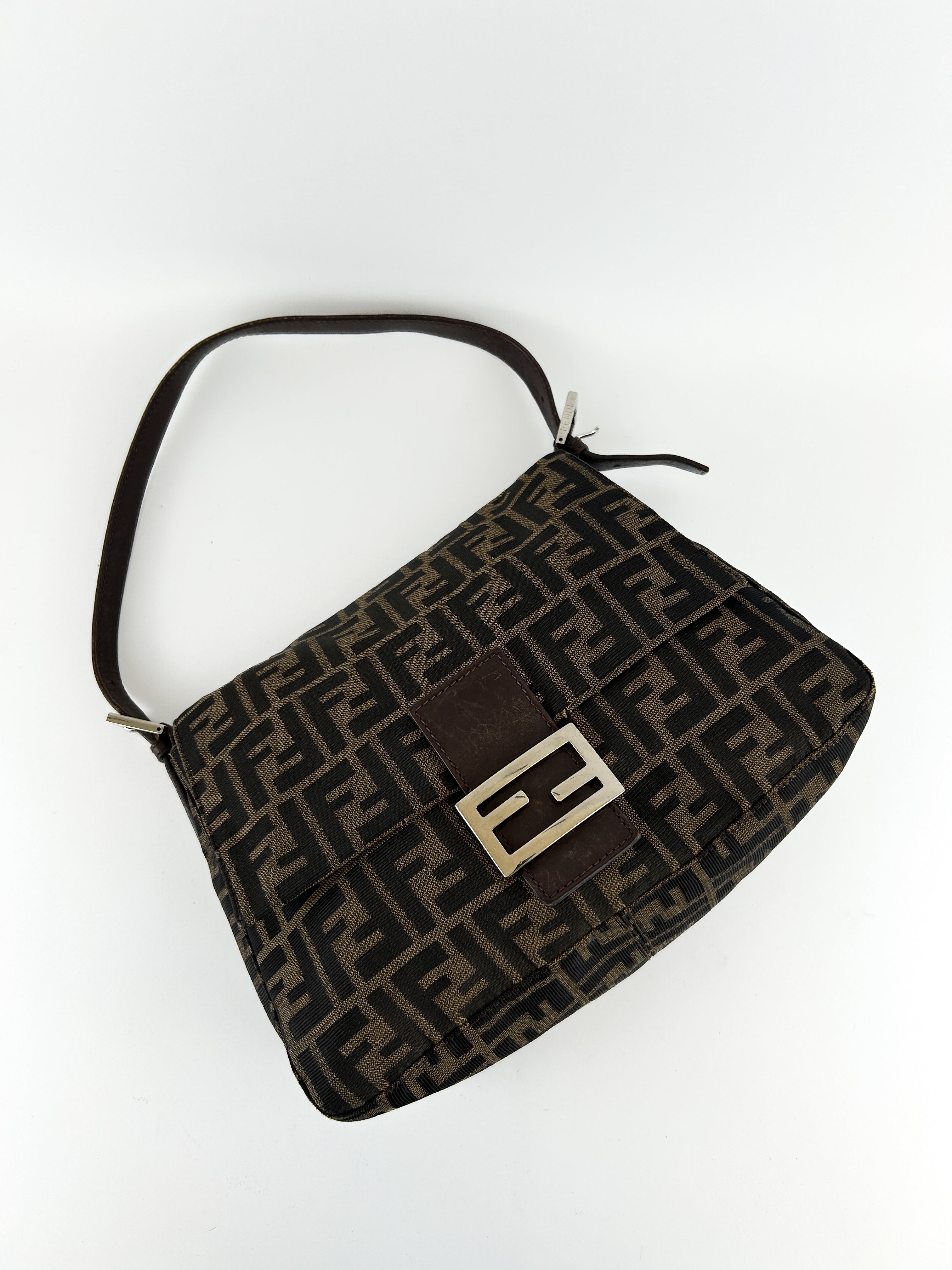 Vintage Fendi Zucca Mamma Baguette Shoulder Bag