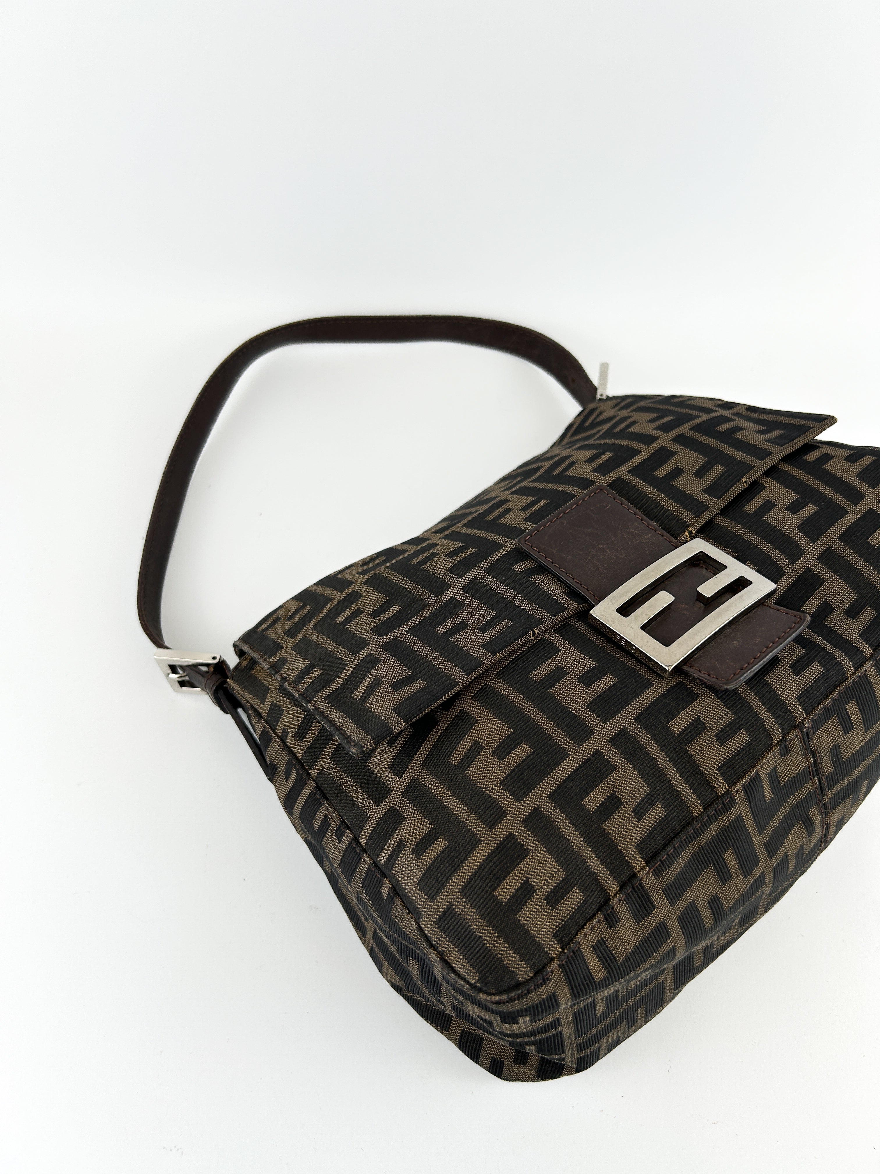 Vintage Fendi Zucca Mamma Baguette Shoulder Bag