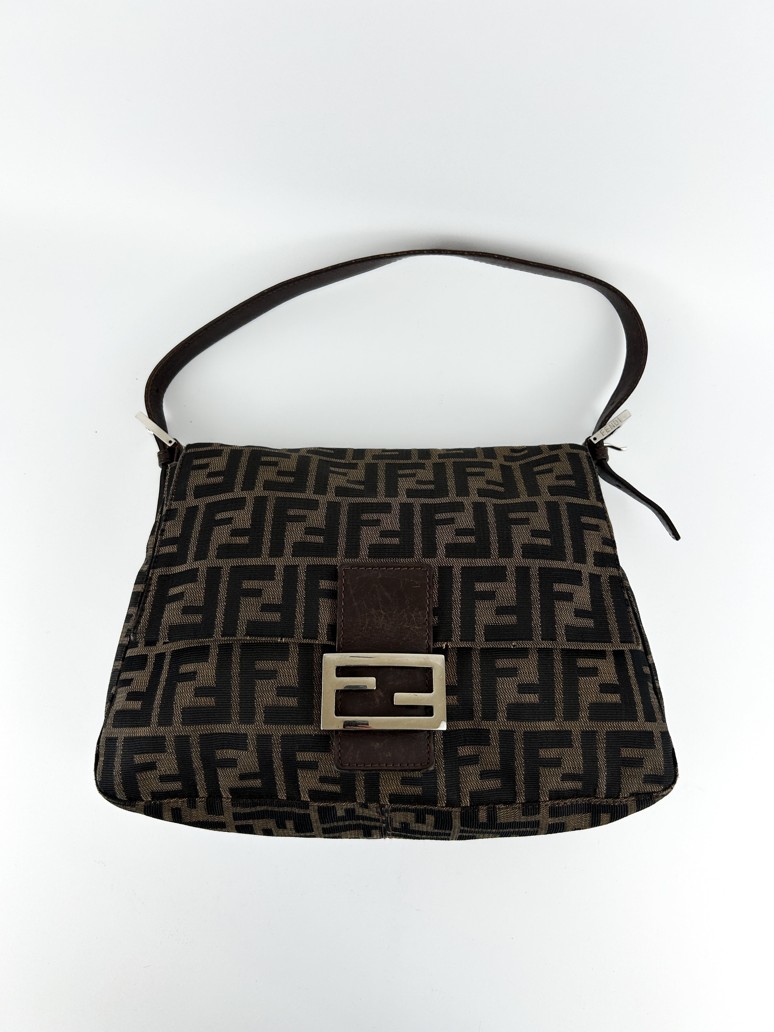 Vintage Fendi Zucca Mamma Baguette Shoulder Bag