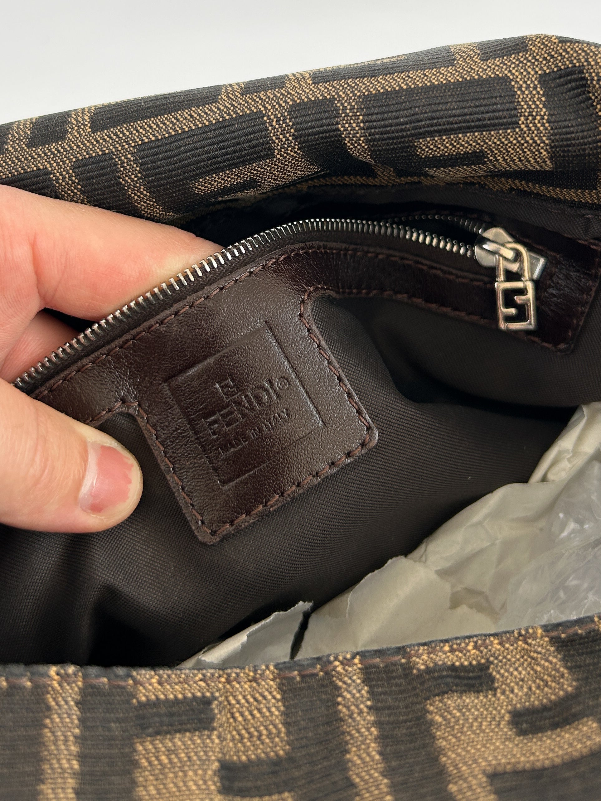 Vintage Fendi Zucca Mamma Baguette Shoulder Bag