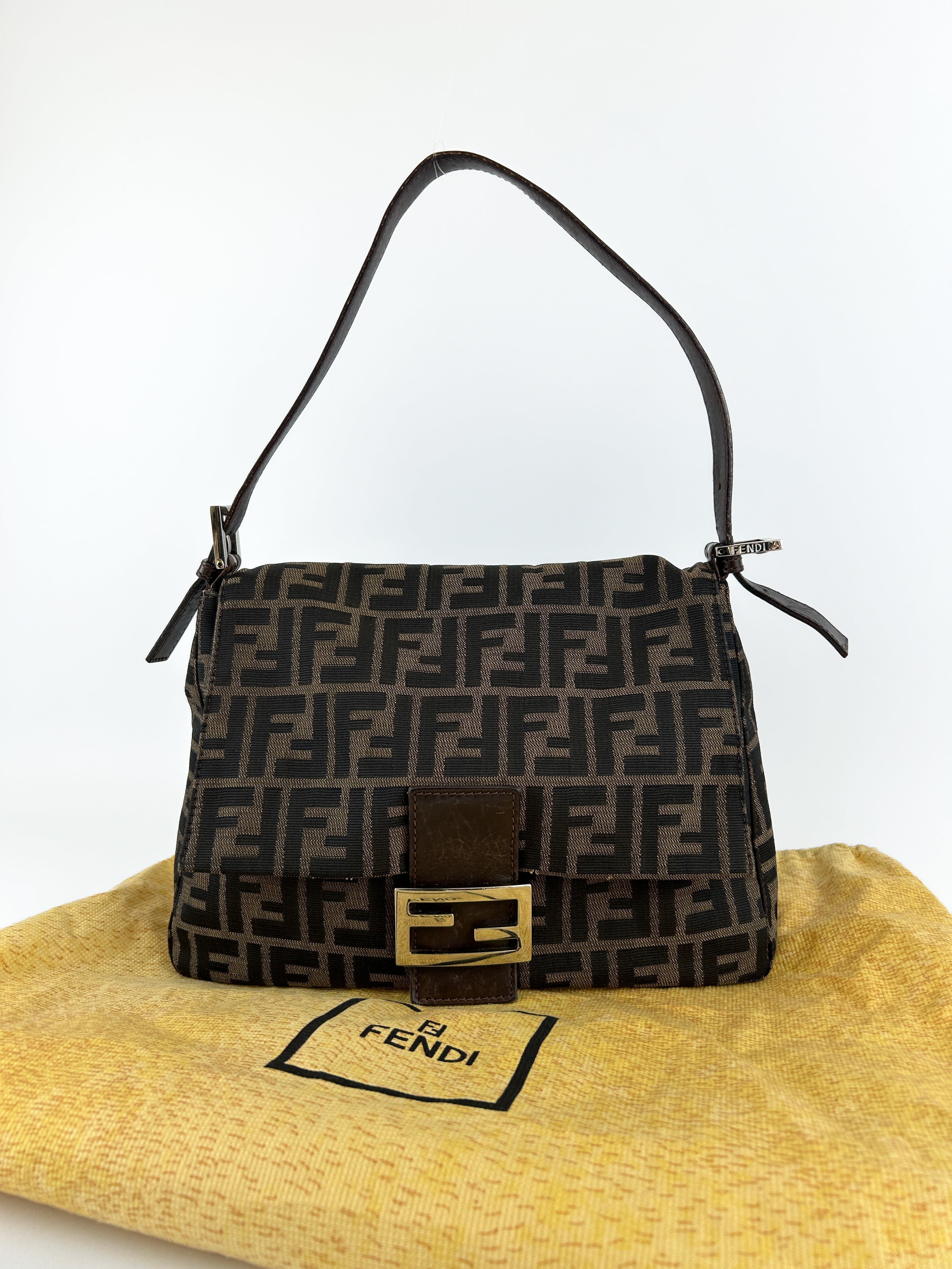 Vintage Fendi Zucca Mamma Baguette Shoulder Bag