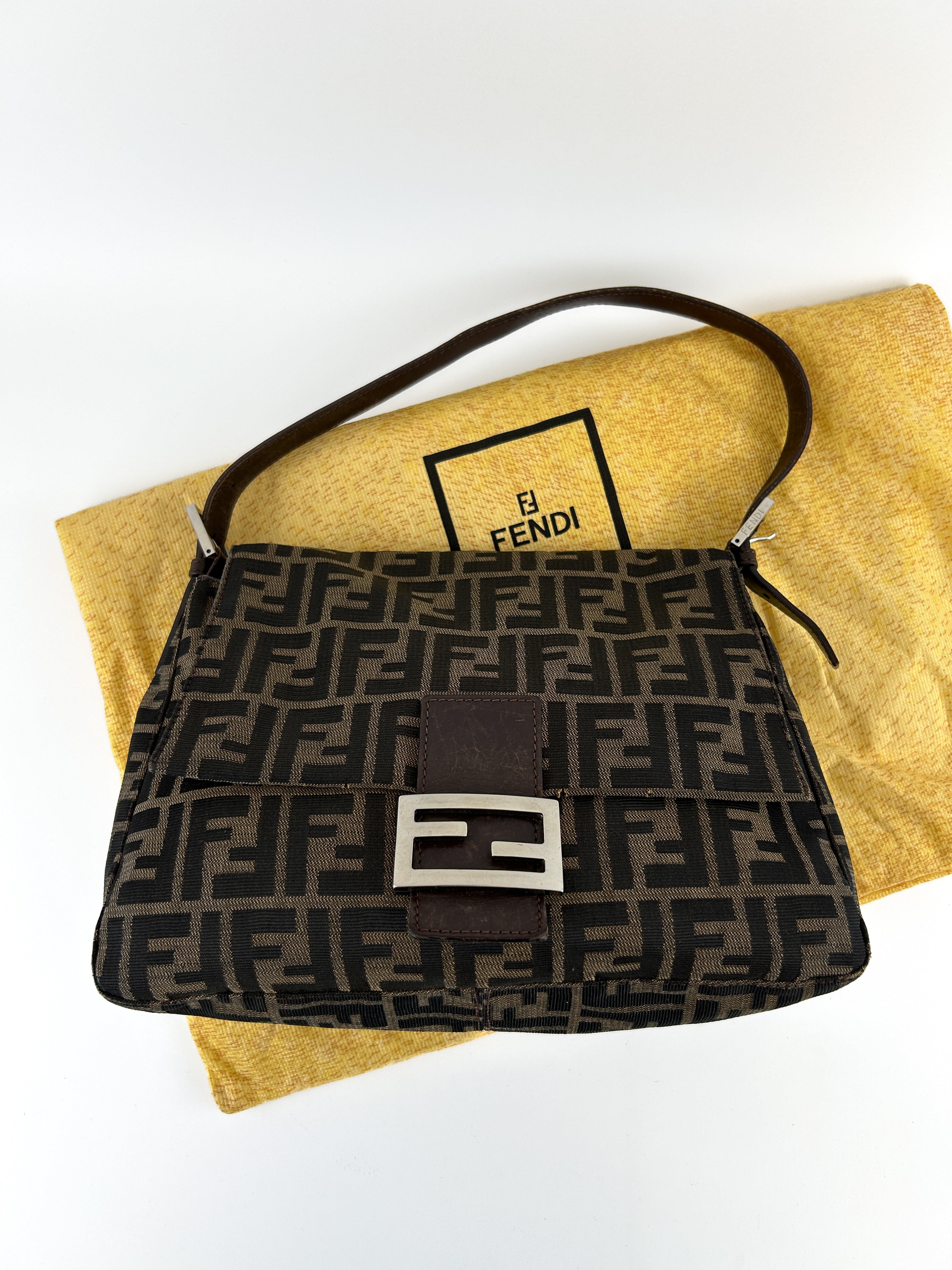 Vintage Fendi Zucca Mamma Baguette Shoulder Bag