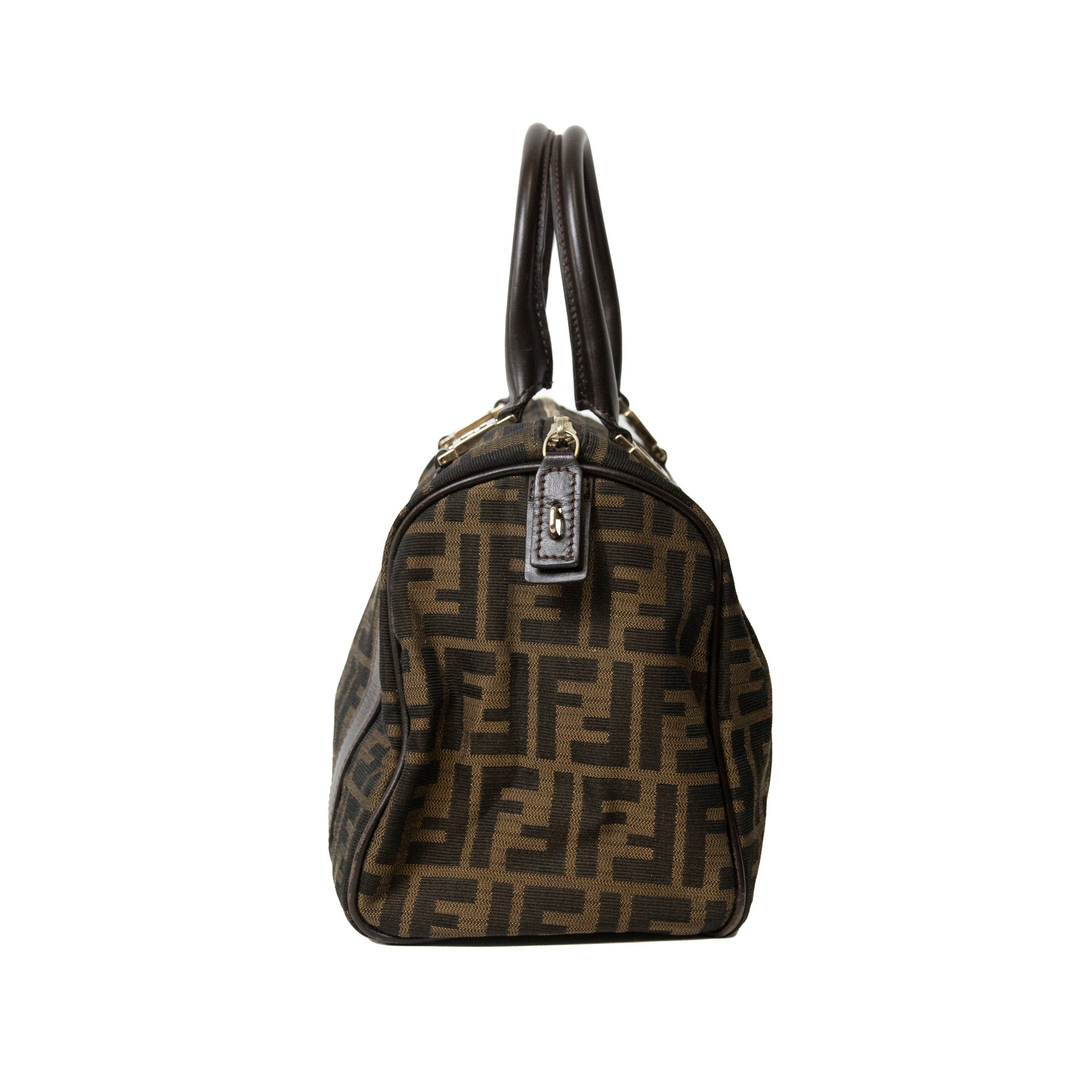 Fendi Two Way Boston Zucca Canvas Hand Bag