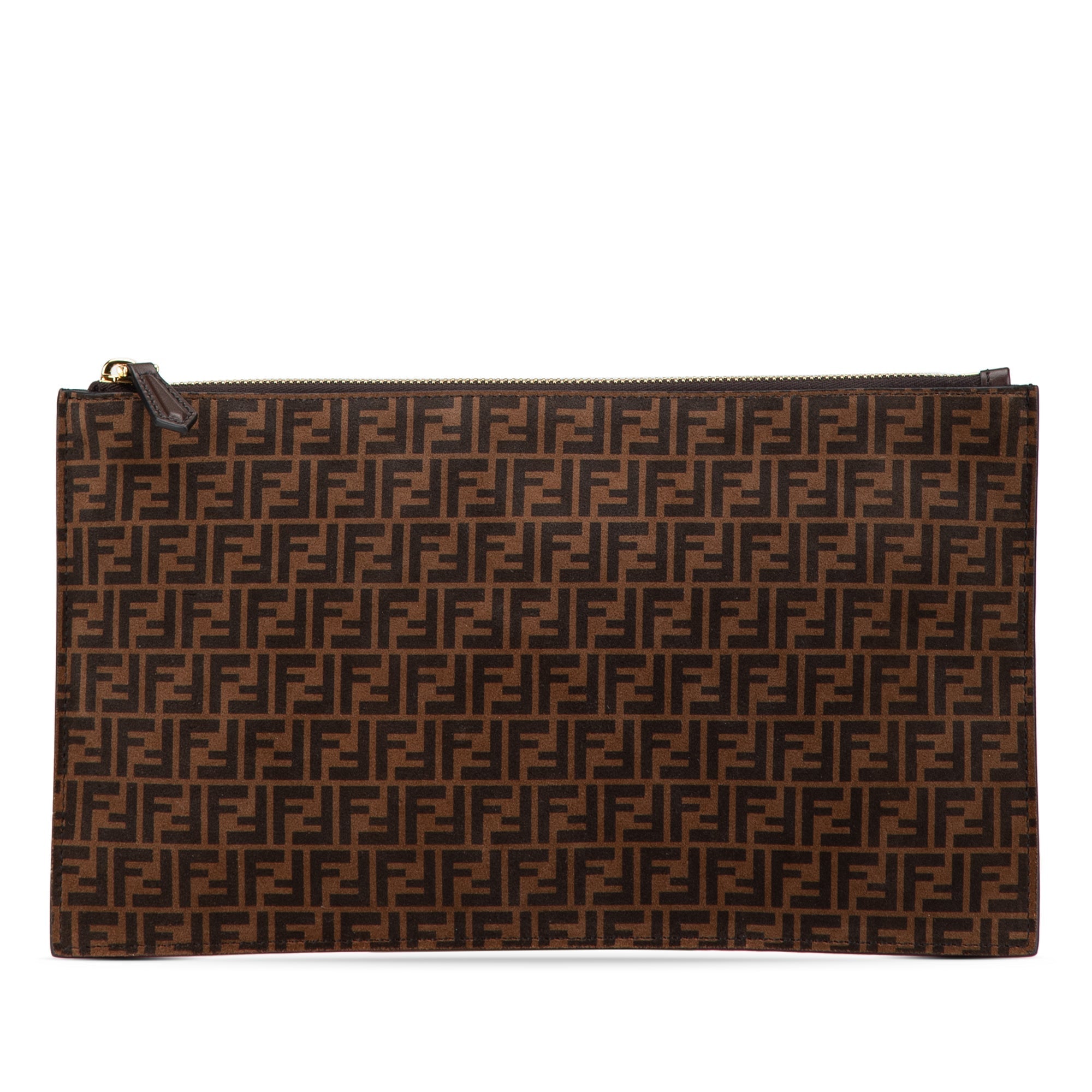 Brown Fendi Zucchino Suede Clutch