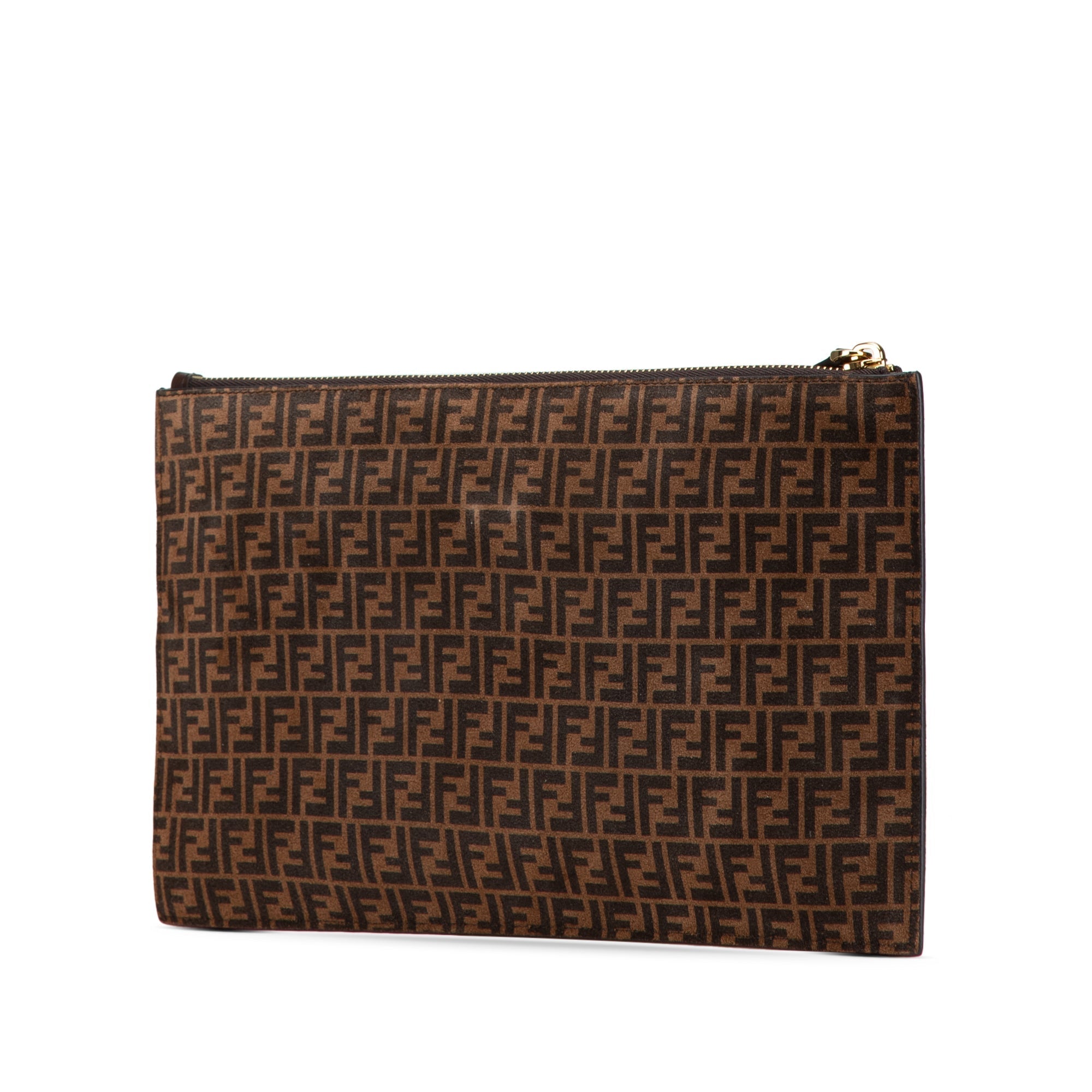 Brown Fendi Zucchino Suede Clutch