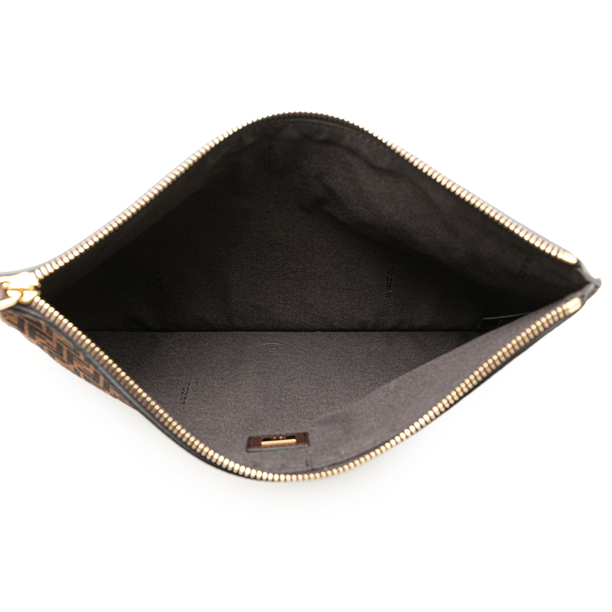 Brown Fendi Zucchino Suede Clutch