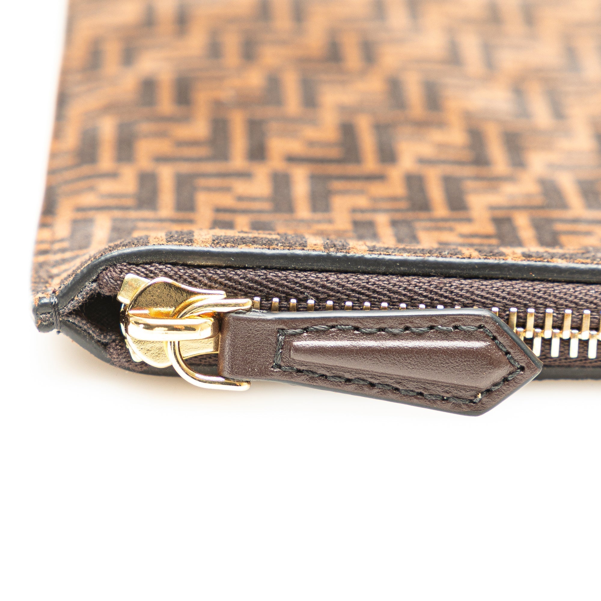 Brown Fendi Zucchino Suede Clutch