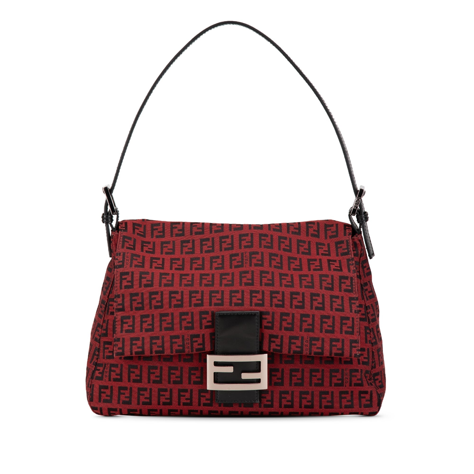 Red Fendi Zucchino Canvas Mamma Forever Shoulder Bag