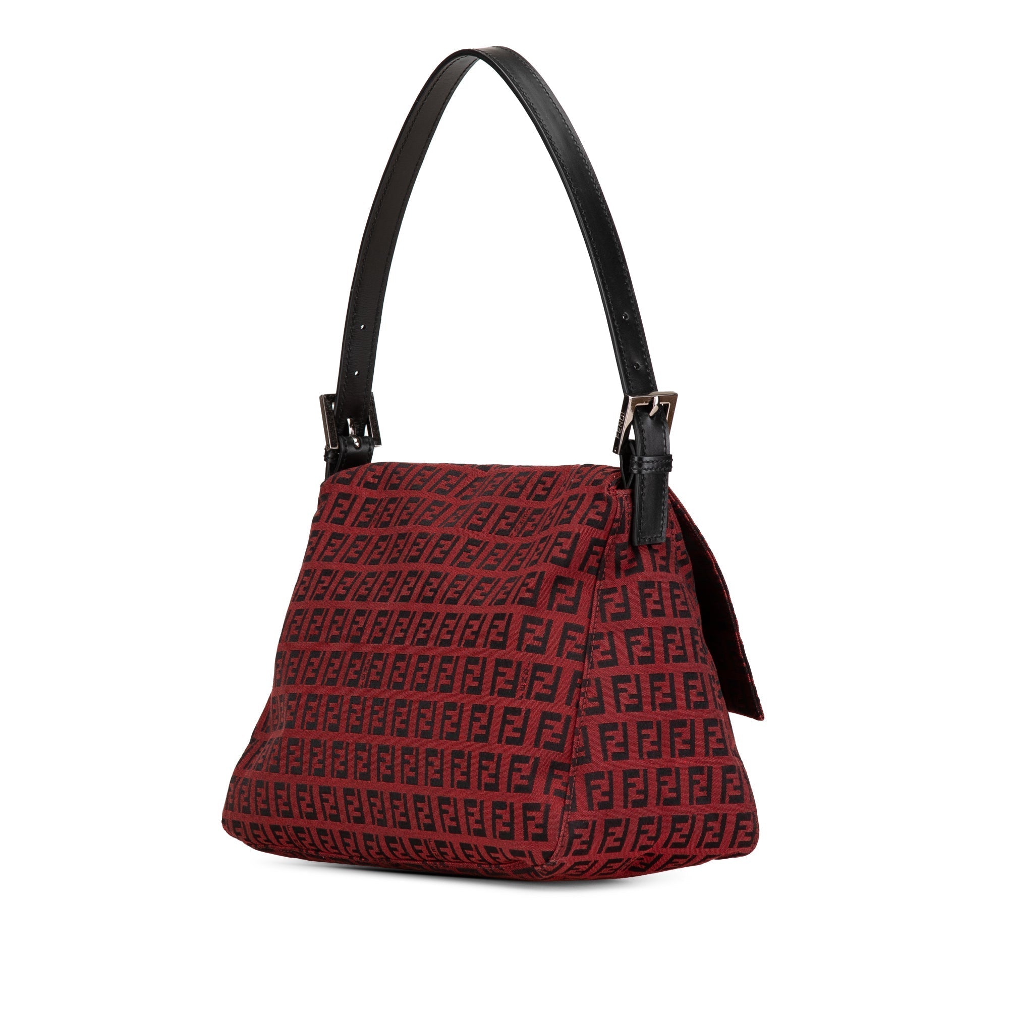 Red Fendi Zucchino Canvas Mamma Forever Shoulder Bag