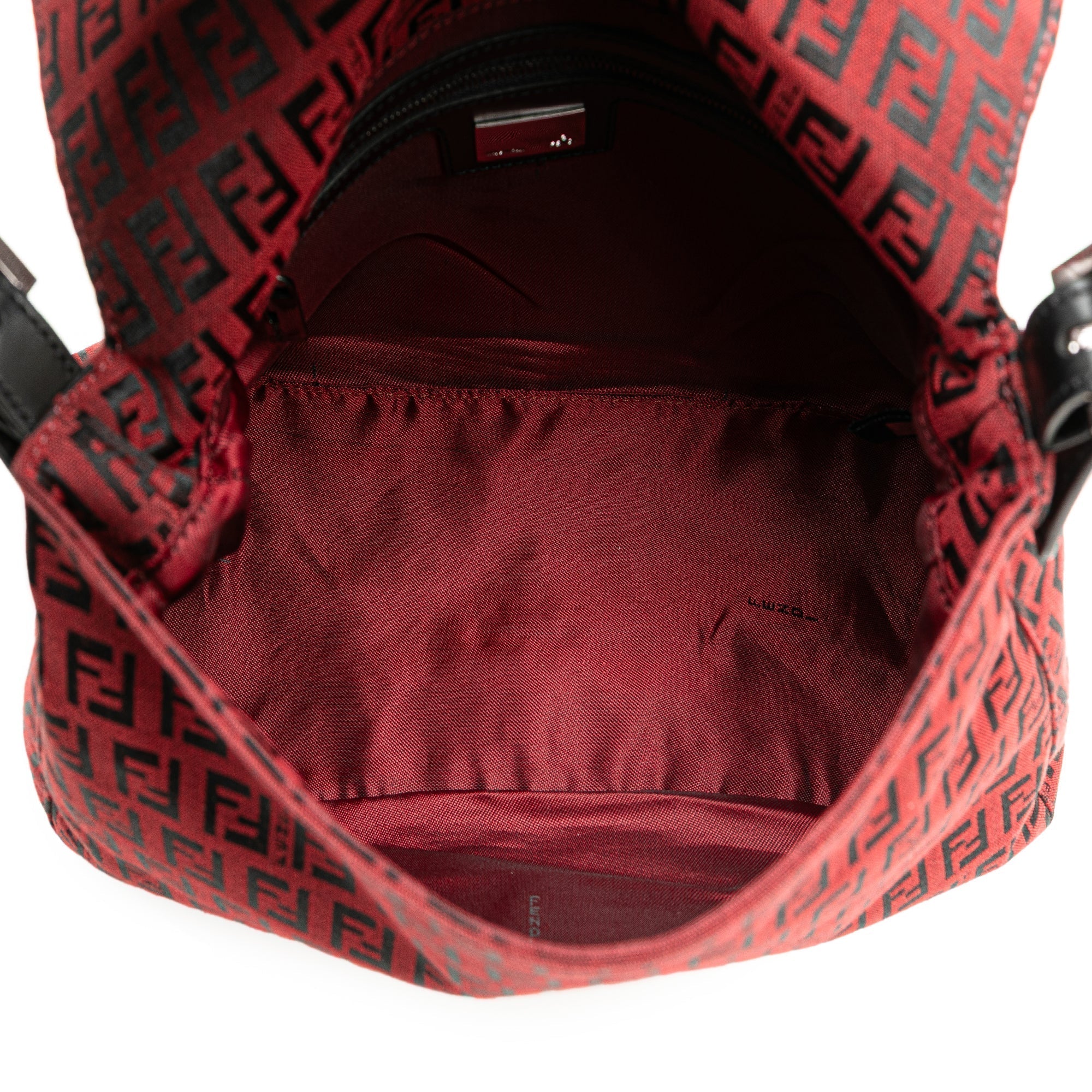 Red Fendi Zucchino Canvas Mamma Forever Shoulder Bag