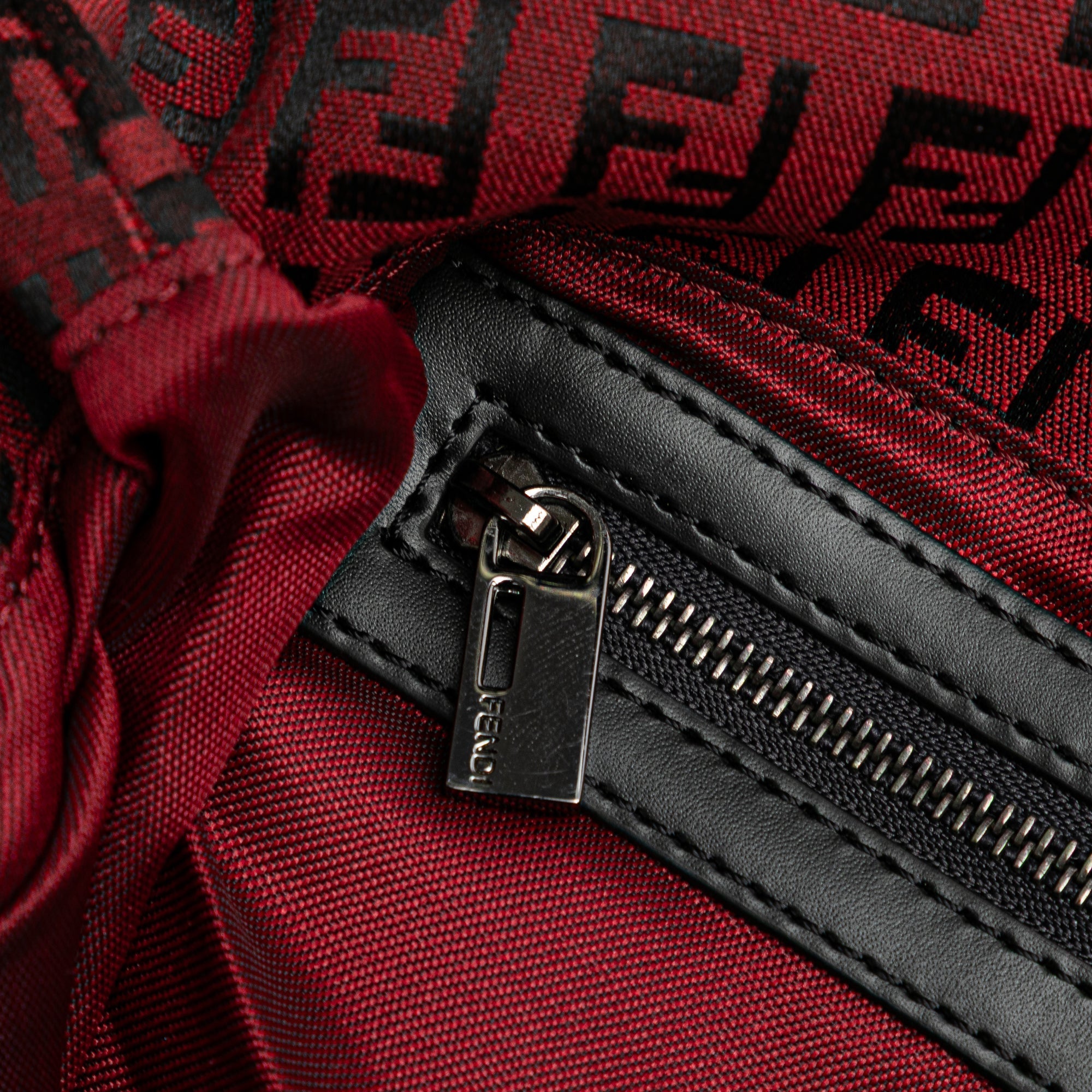Red Fendi Zucchino Canvas Mamma Forever Shoulder Bag