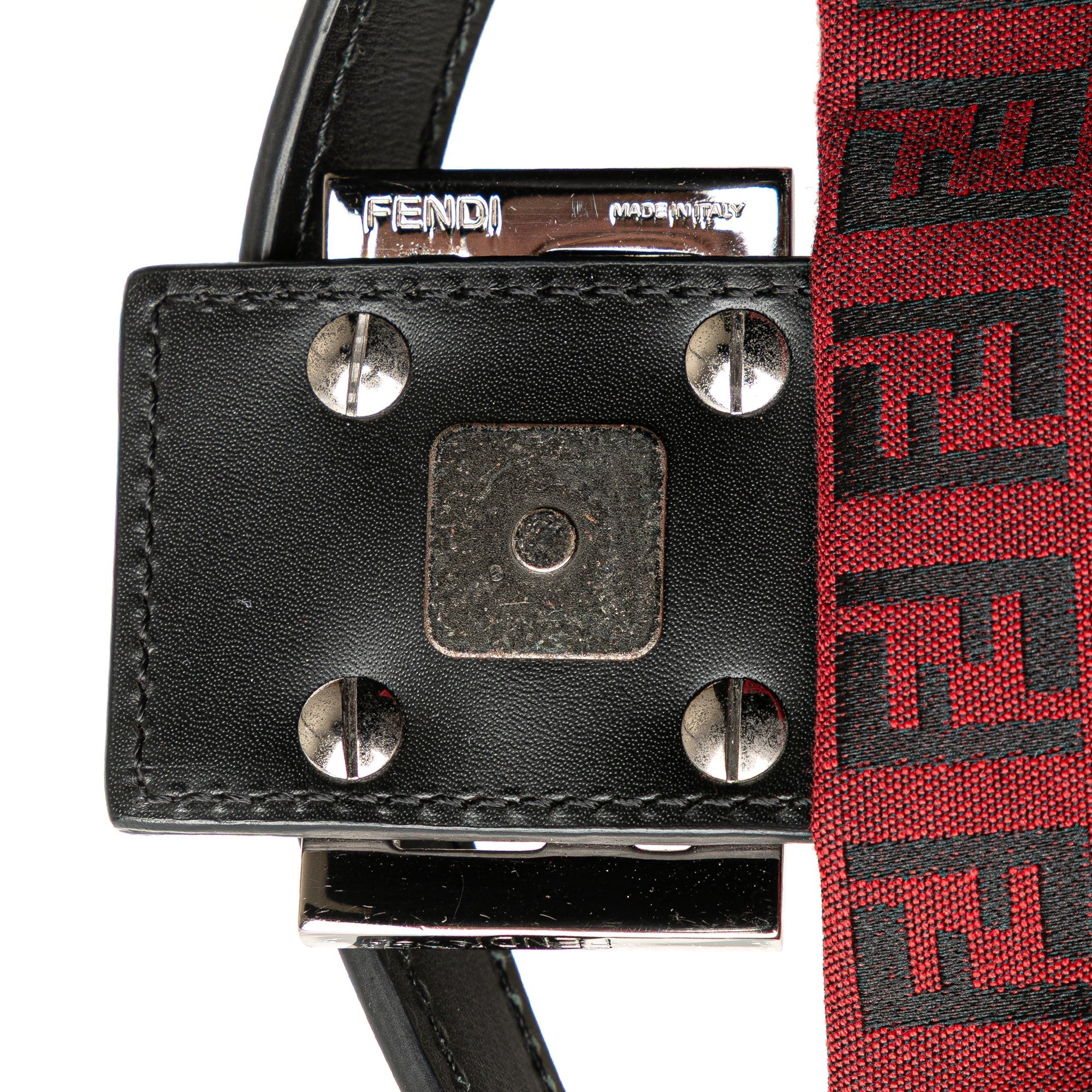 Red Fendi Zucchino Canvas Mamma Forever Shoulder Bag