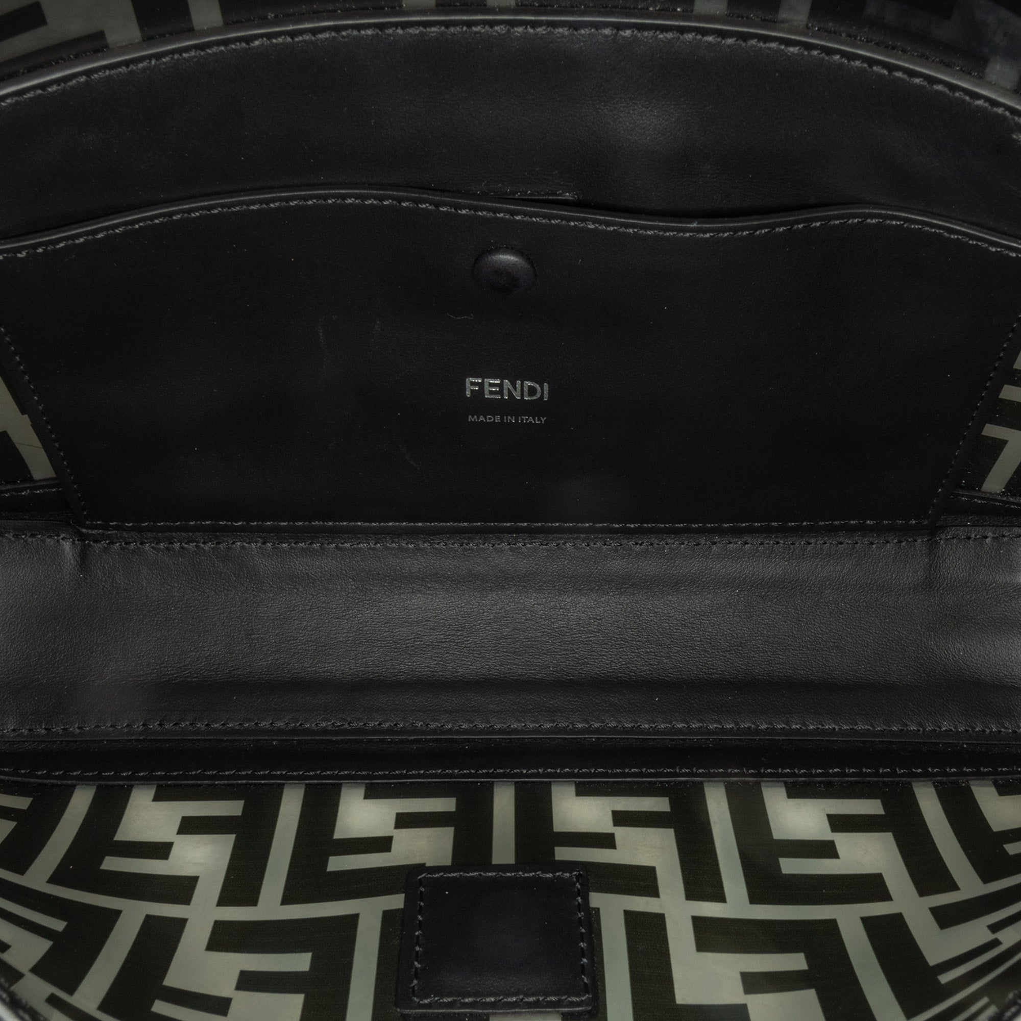 Black Fendi Medium Zucca PVC Baguette Satchel
