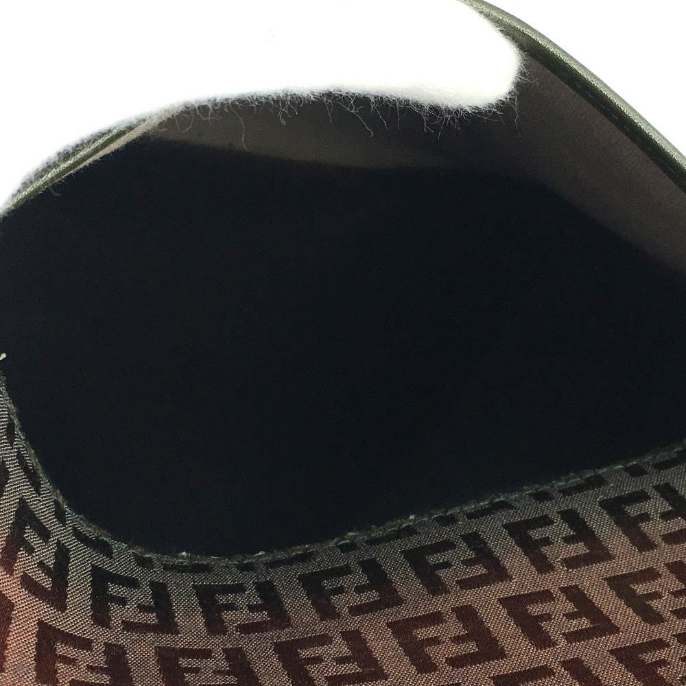 FENDI Shoulder Bag PVC / Leather Khaki x Brown type Zucchino ZuccaPattern logoPattern pochette Vintage old Women Used