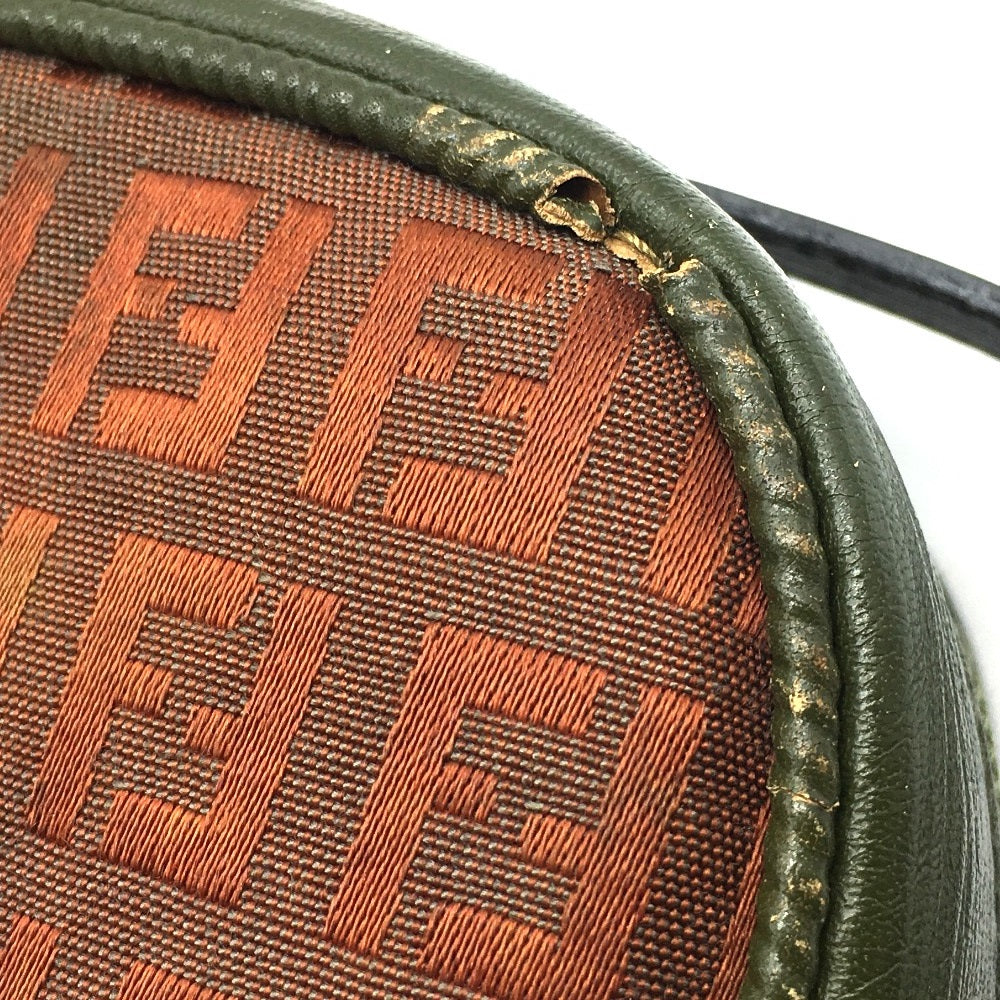 FENDI Shoulder Bag PVC / Leather Khaki x Brown type Zucchino ZuccaPattern logoPattern pochette Vintage old Women Used