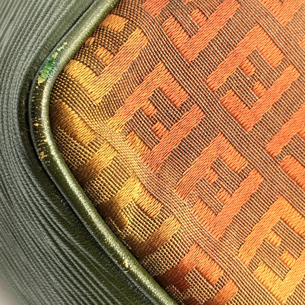 FENDI Shoulder Bag PVC / Leather Khaki x Brown type Zucchino ZuccaPattern logoPattern pochette Vintage old Women Used
