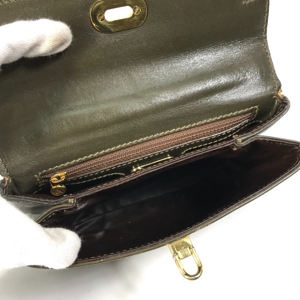 FENDI Shoulder Bag leather khaki handbag bag vintage Women Used