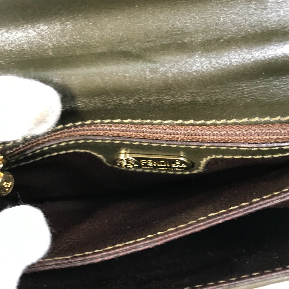 FENDI Shoulder Bag leather khaki handbag bag vintage Women Used