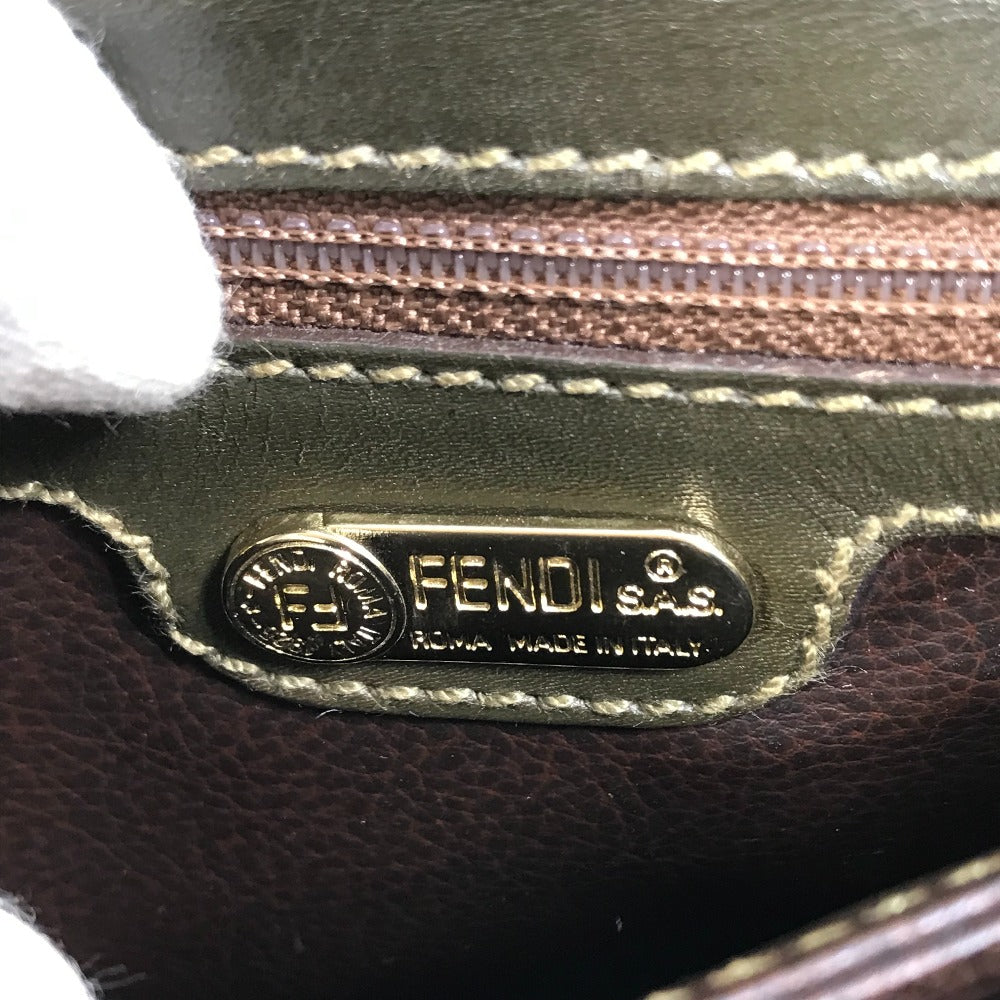 FENDI Shoulder Bag leather khaki handbag bag vintage Women Used