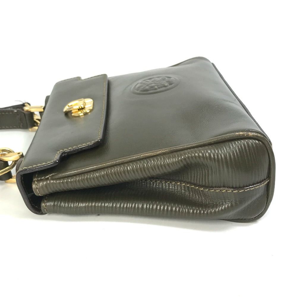 FENDI Shoulder Bag leather khaki handbag bag vintage Women Used