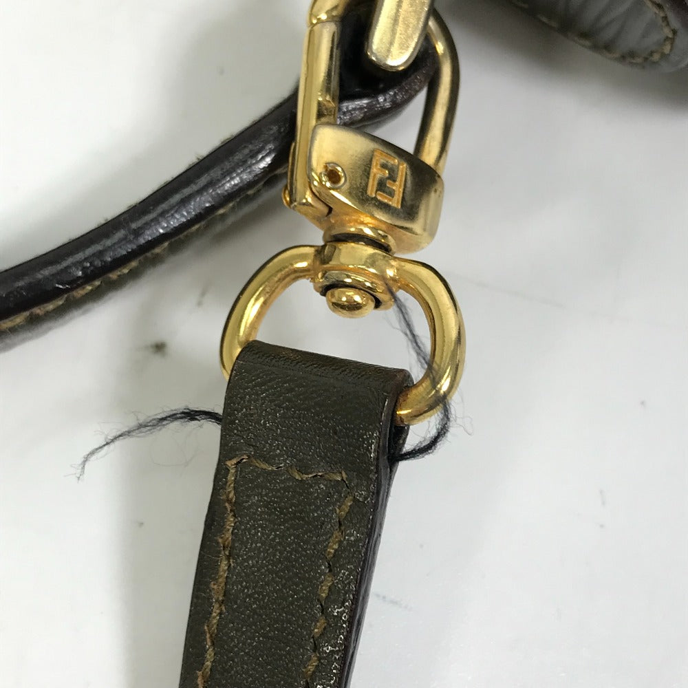 FENDI Shoulder Bag leather khaki handbag bag vintage Women Used