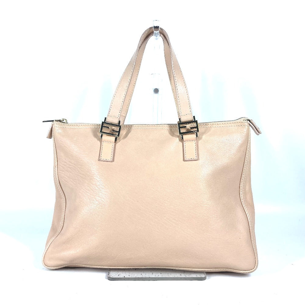 FENDI Handbag leather beige FF logo Women Used