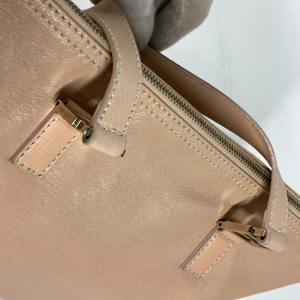 FENDI Handbag leather beige FF logo Women Used