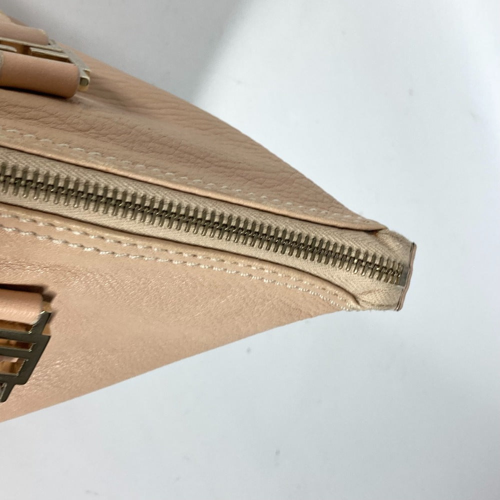 FENDI Handbag leather beige FF logo Women Used