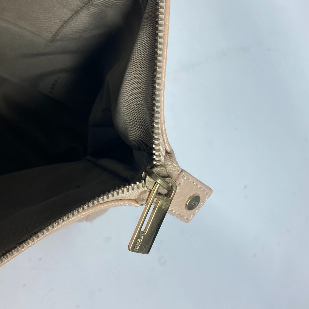 FENDI Handbag leather beige FF logo Women Used