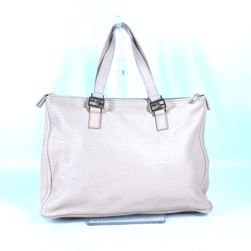 FENDI Handbag leather beige FF logo Women Used