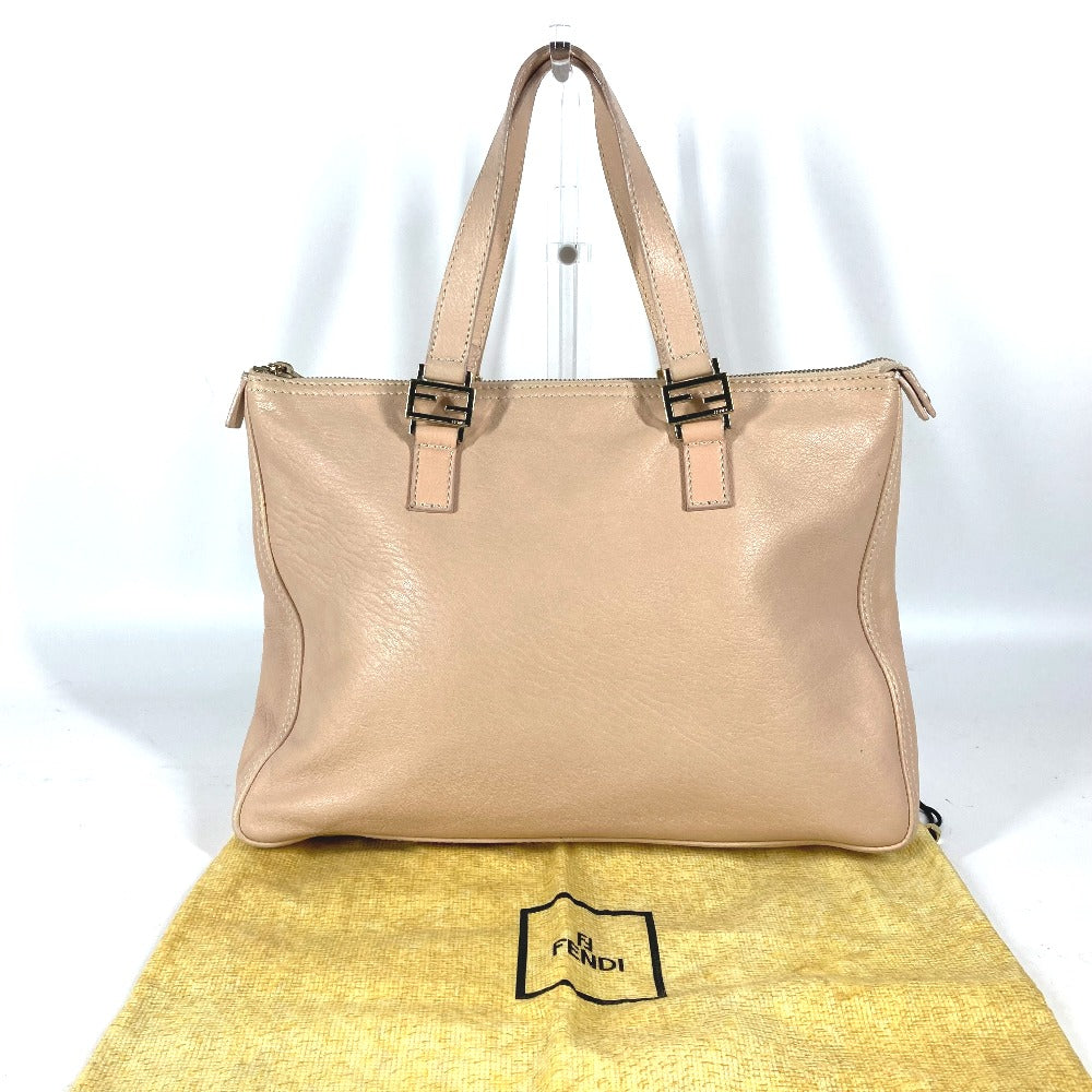 FENDI Handbag leather beige FF logo Women Used