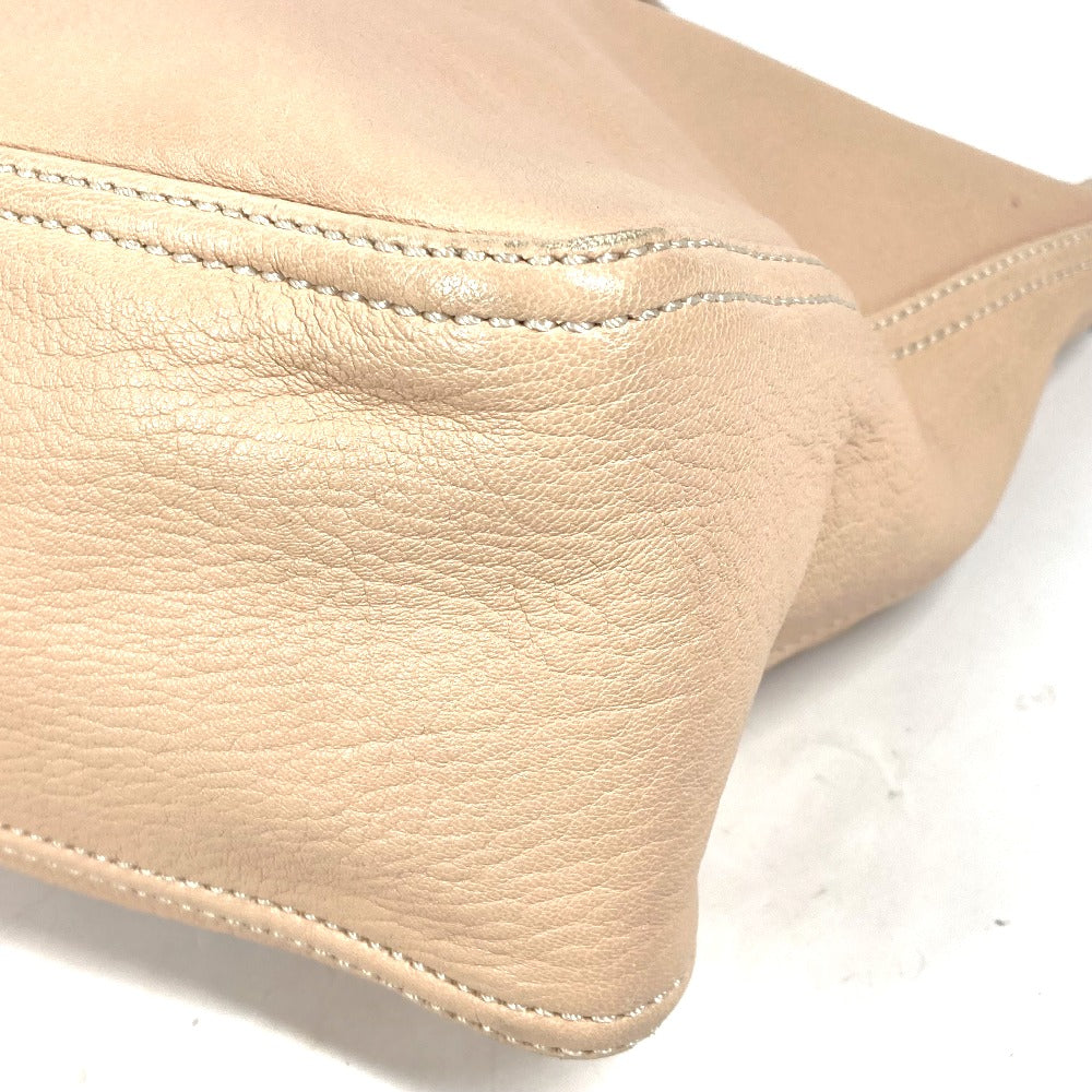 FENDI Handbag leather beige FF logo Women Used