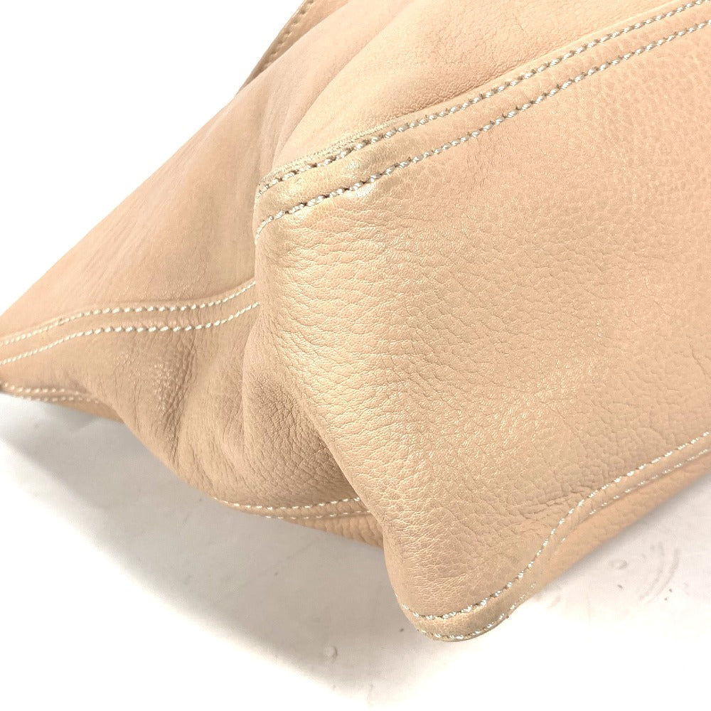 FENDI Handbag leather beige FF logo Women Used